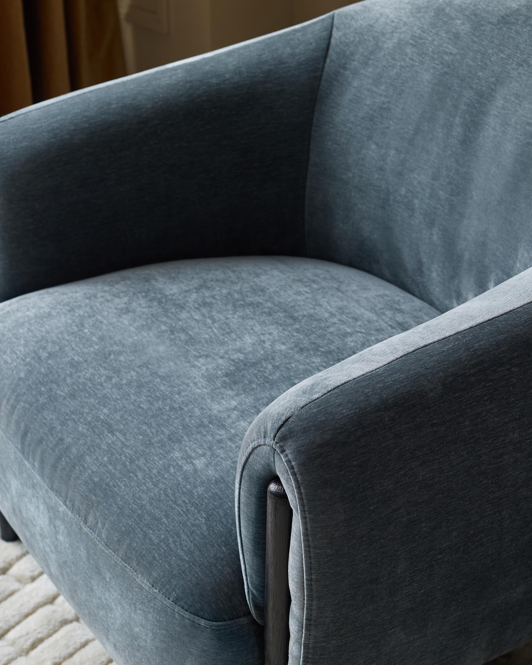 Tristan blue grey fabric accent chair with black wood