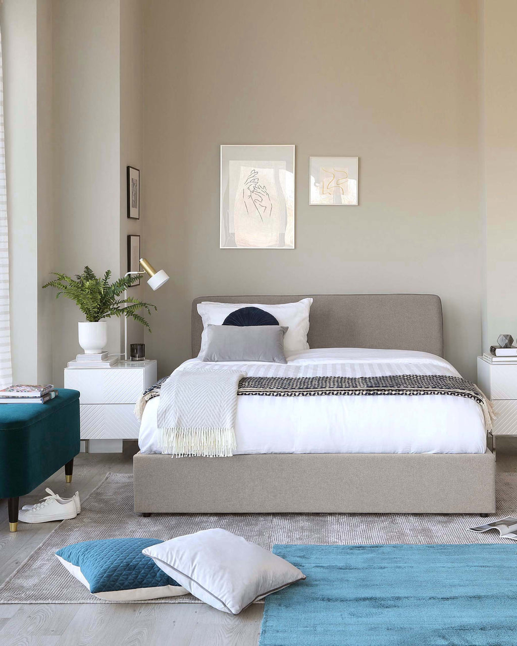 Turin Grey Fabric Double Ottoman Storage Bed