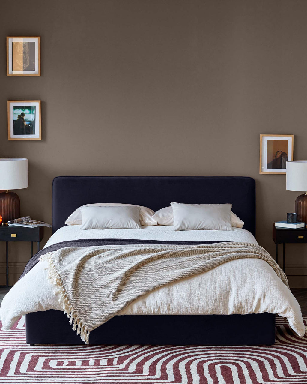 Turin dark navy velvet king size ottoman storage bed