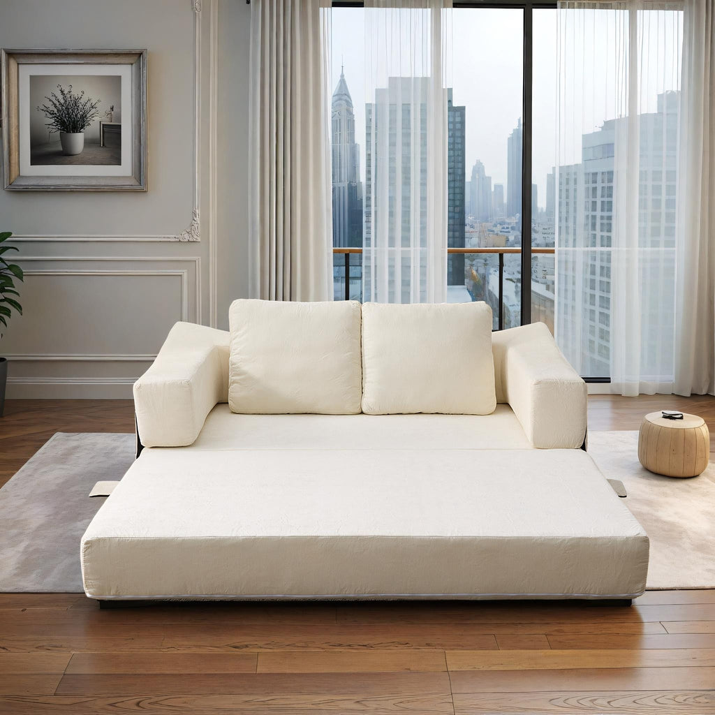 70.87 Upholstered Convertible Sleeper Sofa, Convertible Chair Floor Couch Comfy Sofa for Living Room, Bedroom, Chenille Fabric