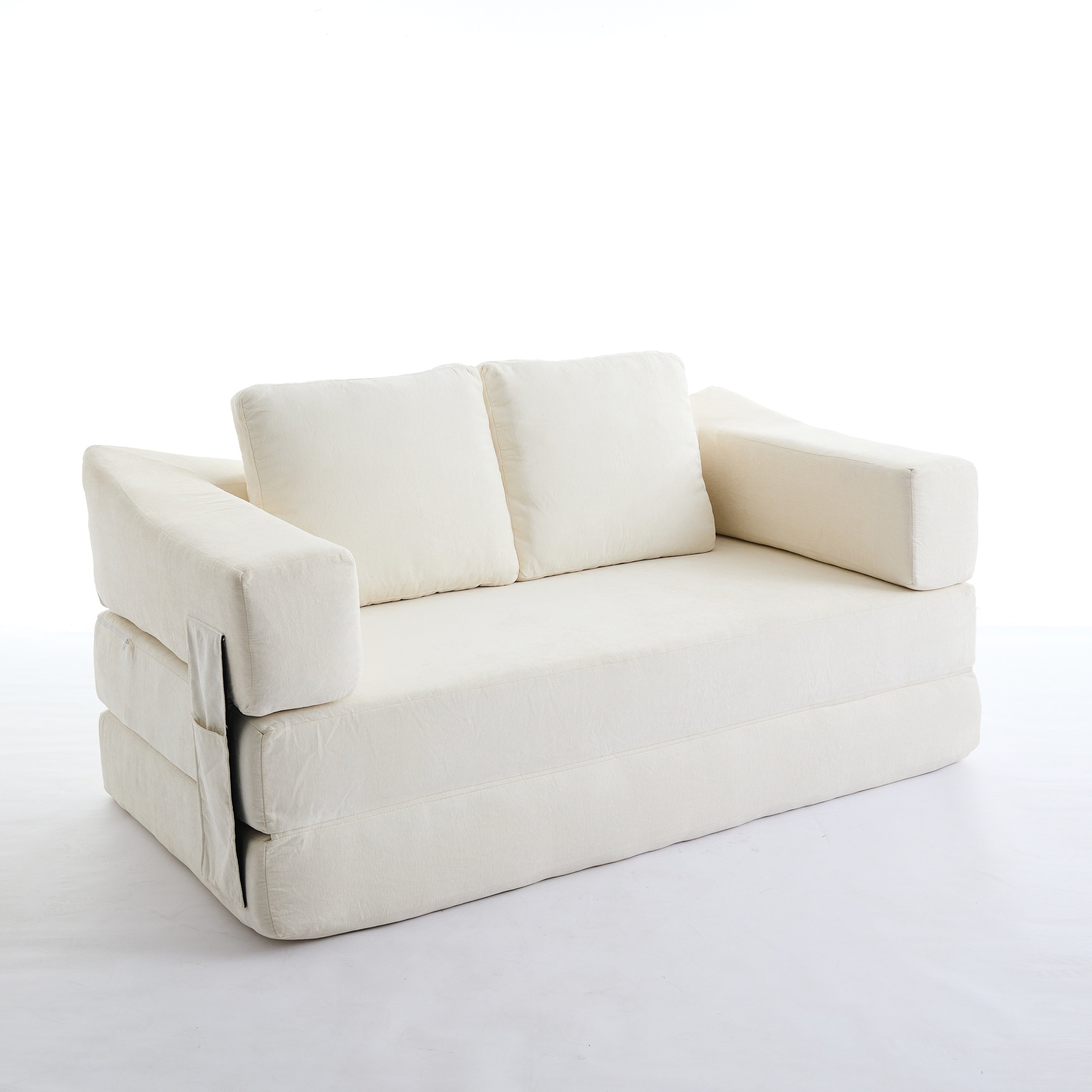 70.87 Upholstered Convertible Sleeper Sofa, Convertible Chair Floor Couch Comfy Sofa for Living Room, Bedroom, Chenille Fabric