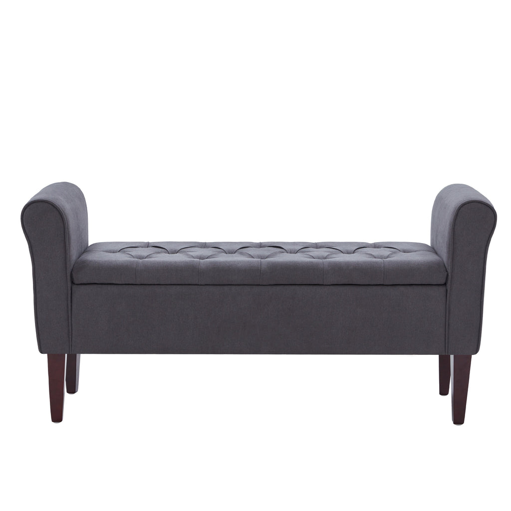 Upholstered Storage Bench Arm Bench Entryway Bench with Tufted Flip Top 50.4 Inches