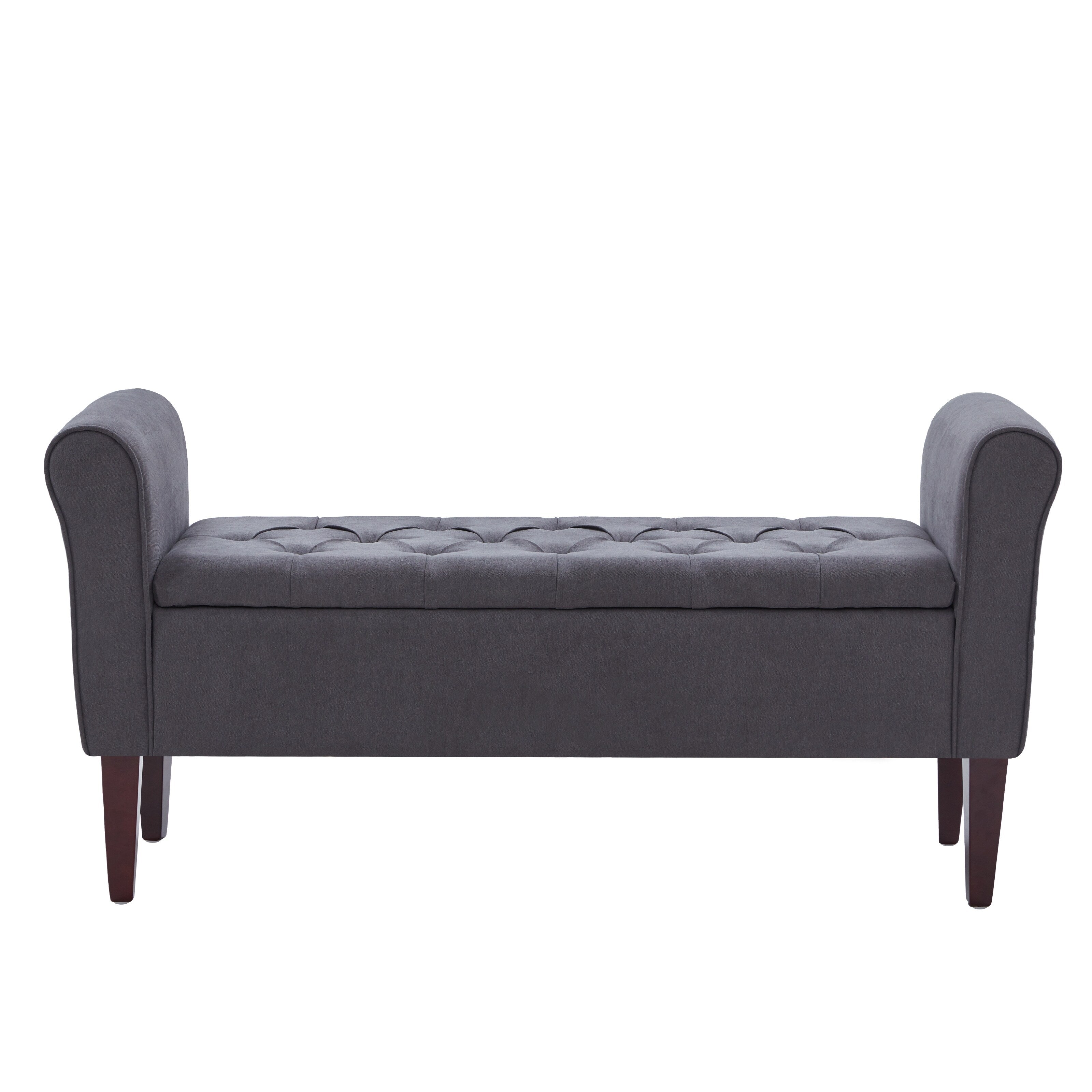 Upholstered Storage Bench Arm Bench Entryway Bench with Tufted Flip Top 50.4 Inches