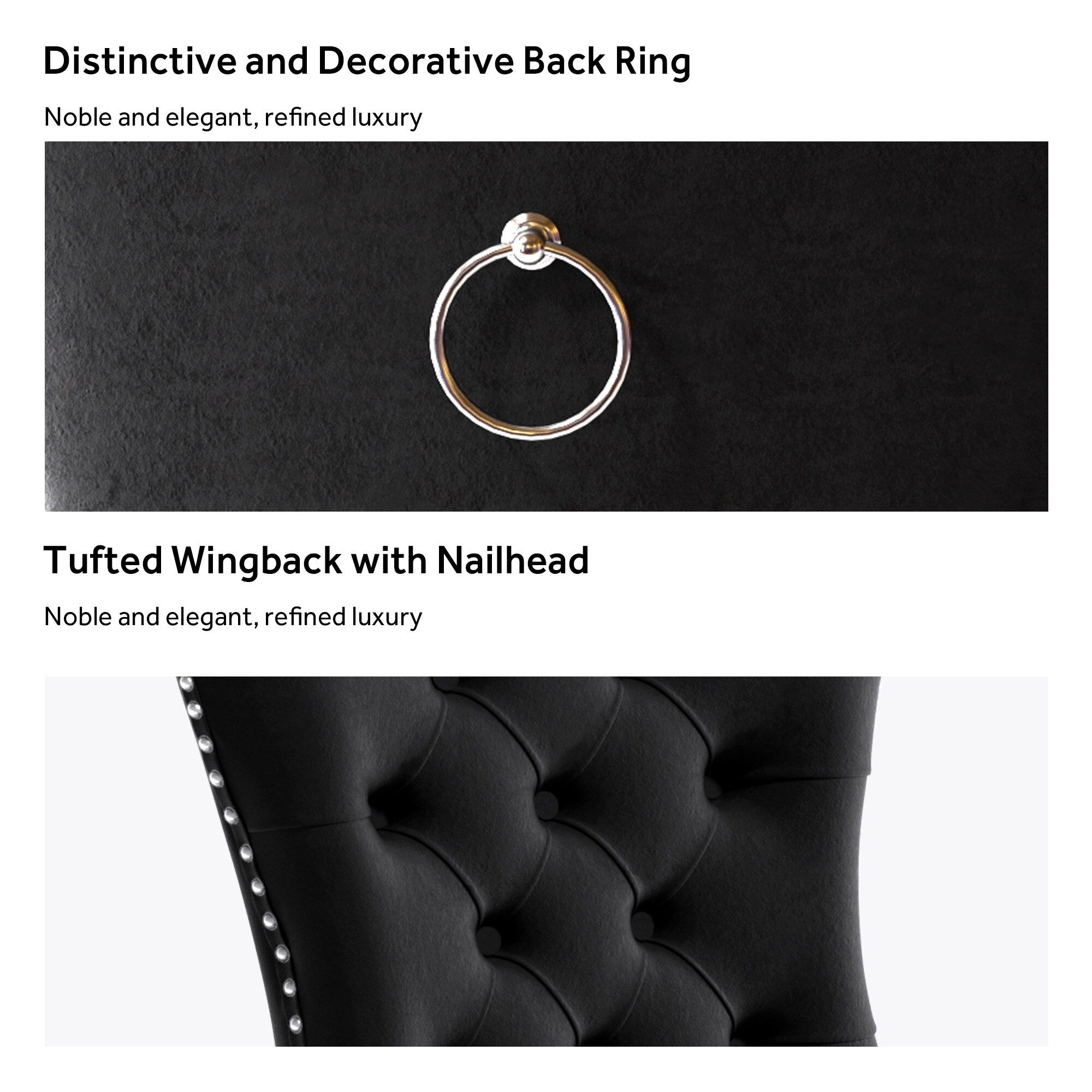 Upholstered Tufted Velvet Dining Chair with Solid Wood Legs Set of 6