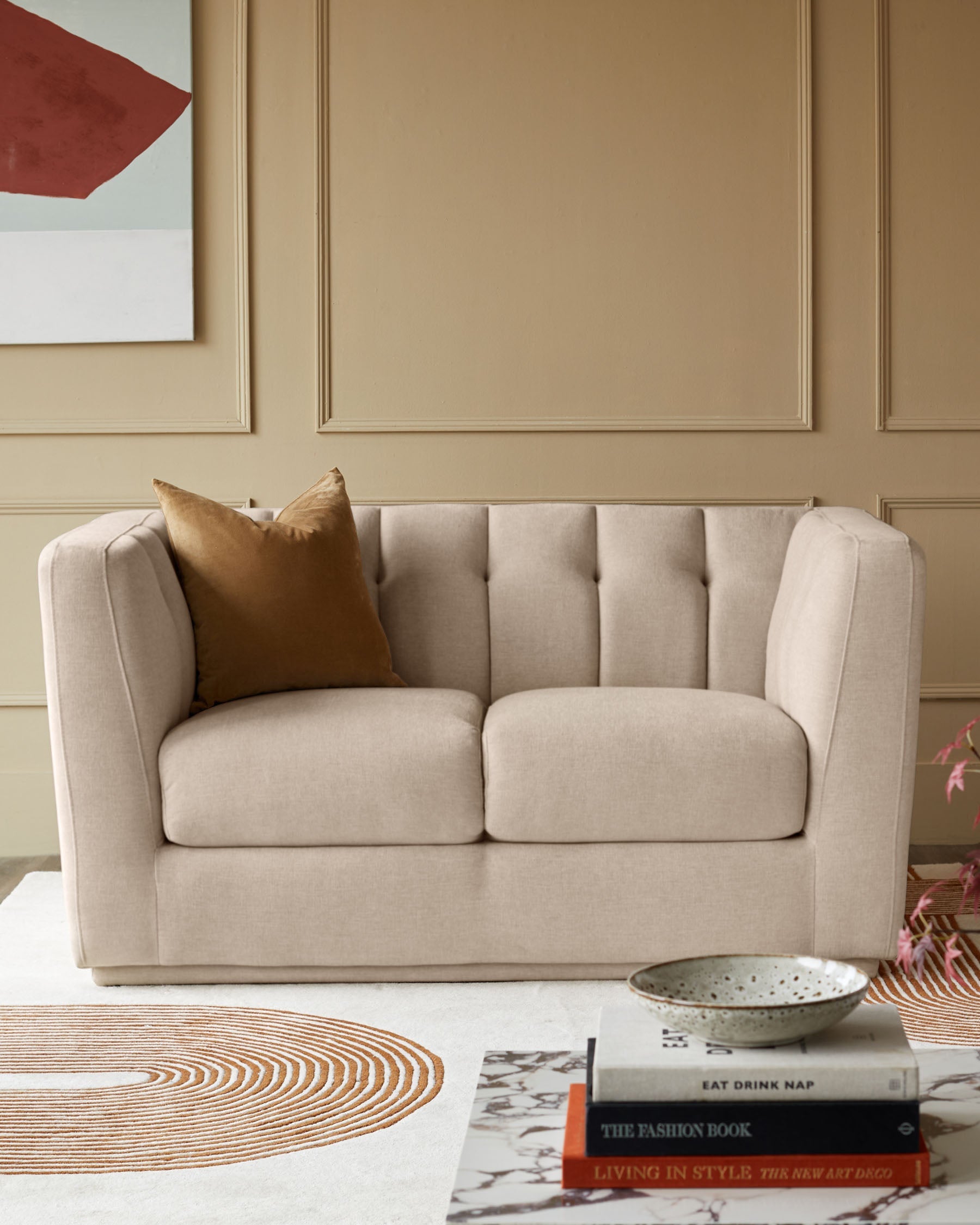 Valentina champagne velvet 2 seater sofa