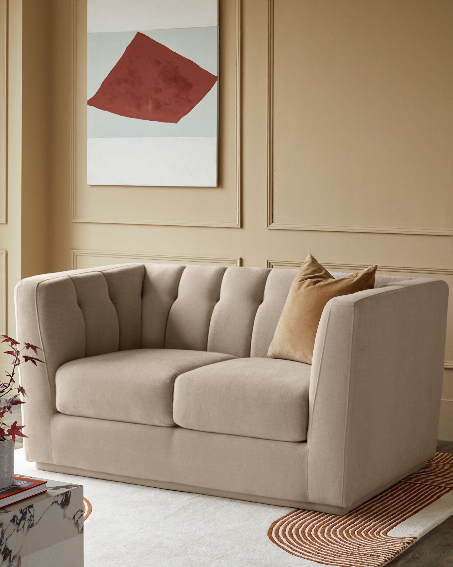 Valentina champagne velvet 2 seater sofa