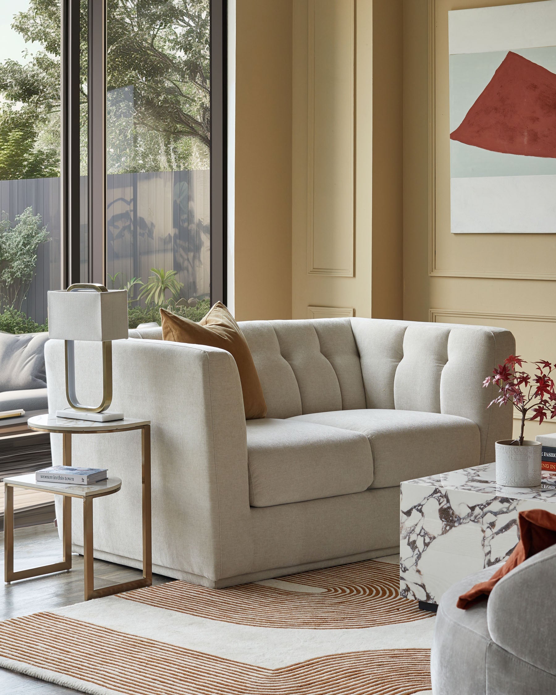 Valentina champagne chenille 2 seater sofa