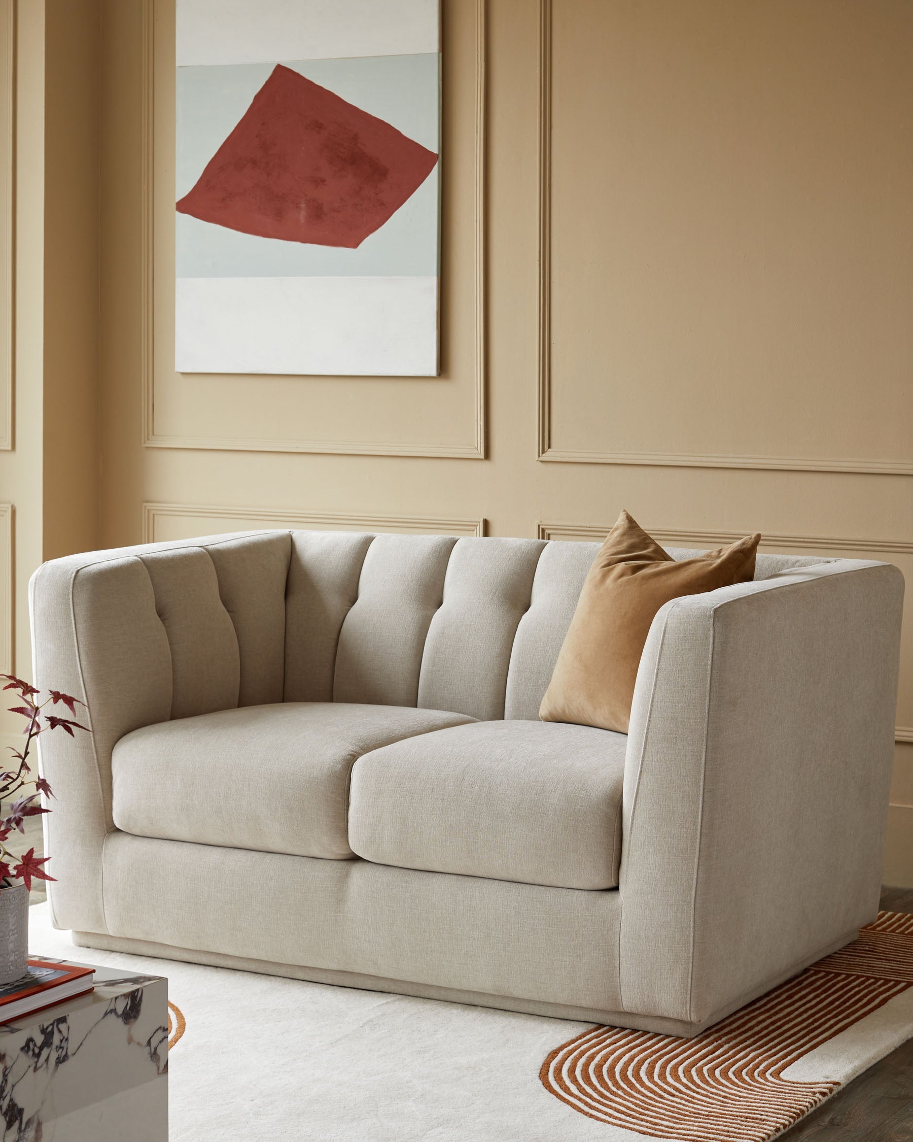 Valentina champagne chenille 2 seater sofa