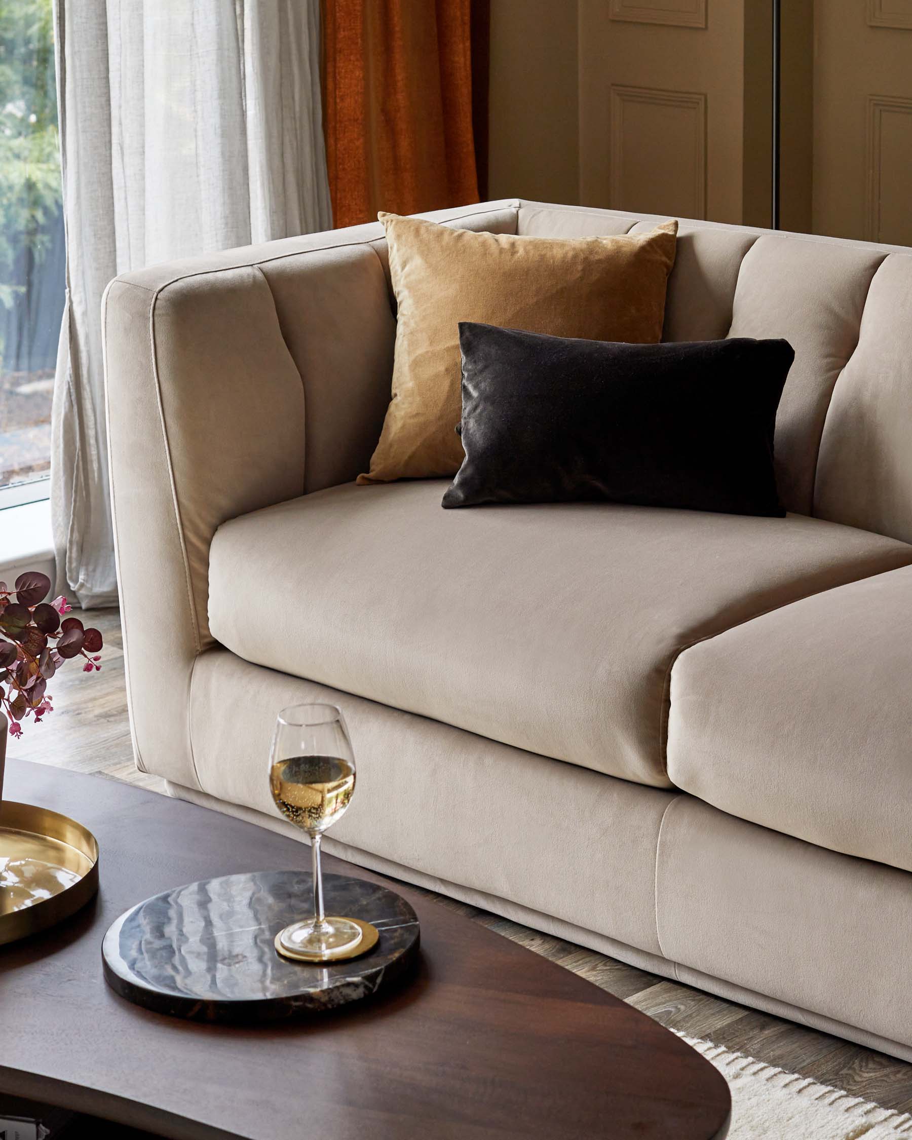 Valentina champagne velvet 2 seater sofa