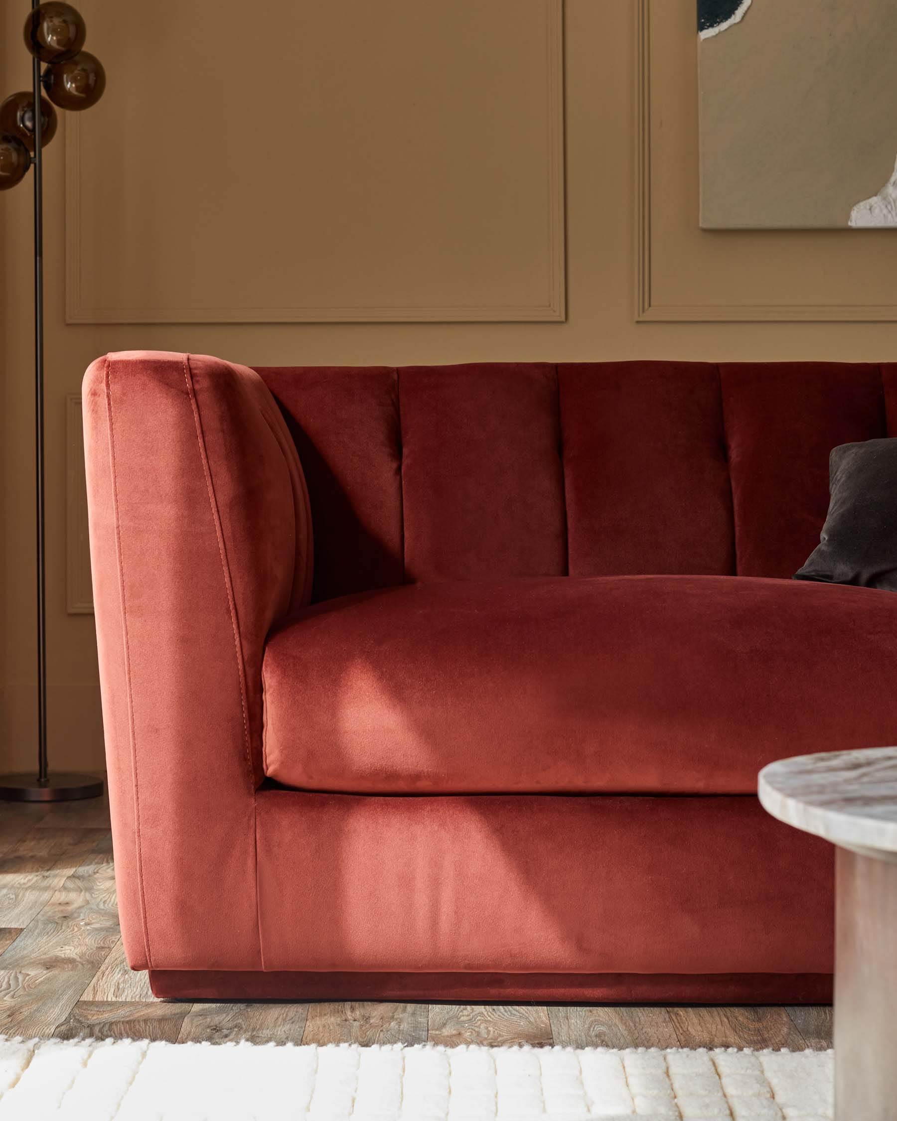 Valentina red velvet 2 seater sofa