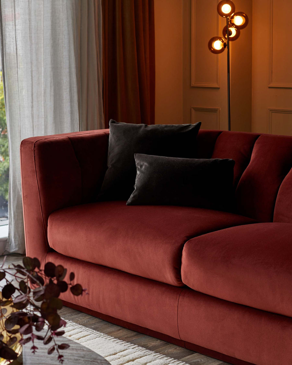 Valentina red velvet 2 seater sofa