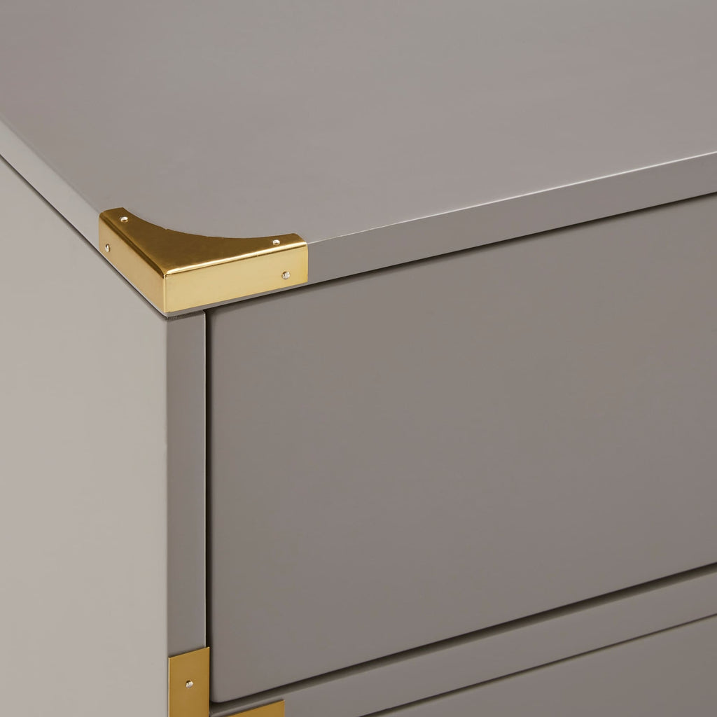 Valoria 3-Drawer Gold Accent Nightstand