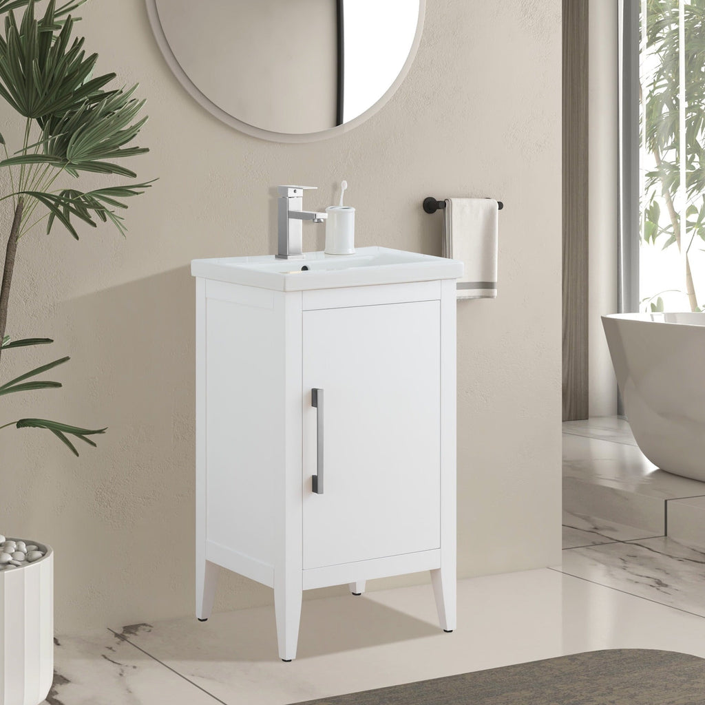 Vanity Art 20 or 24 or 30 Single Sink Bathroom Vanity Cabinet with Ceramic Top