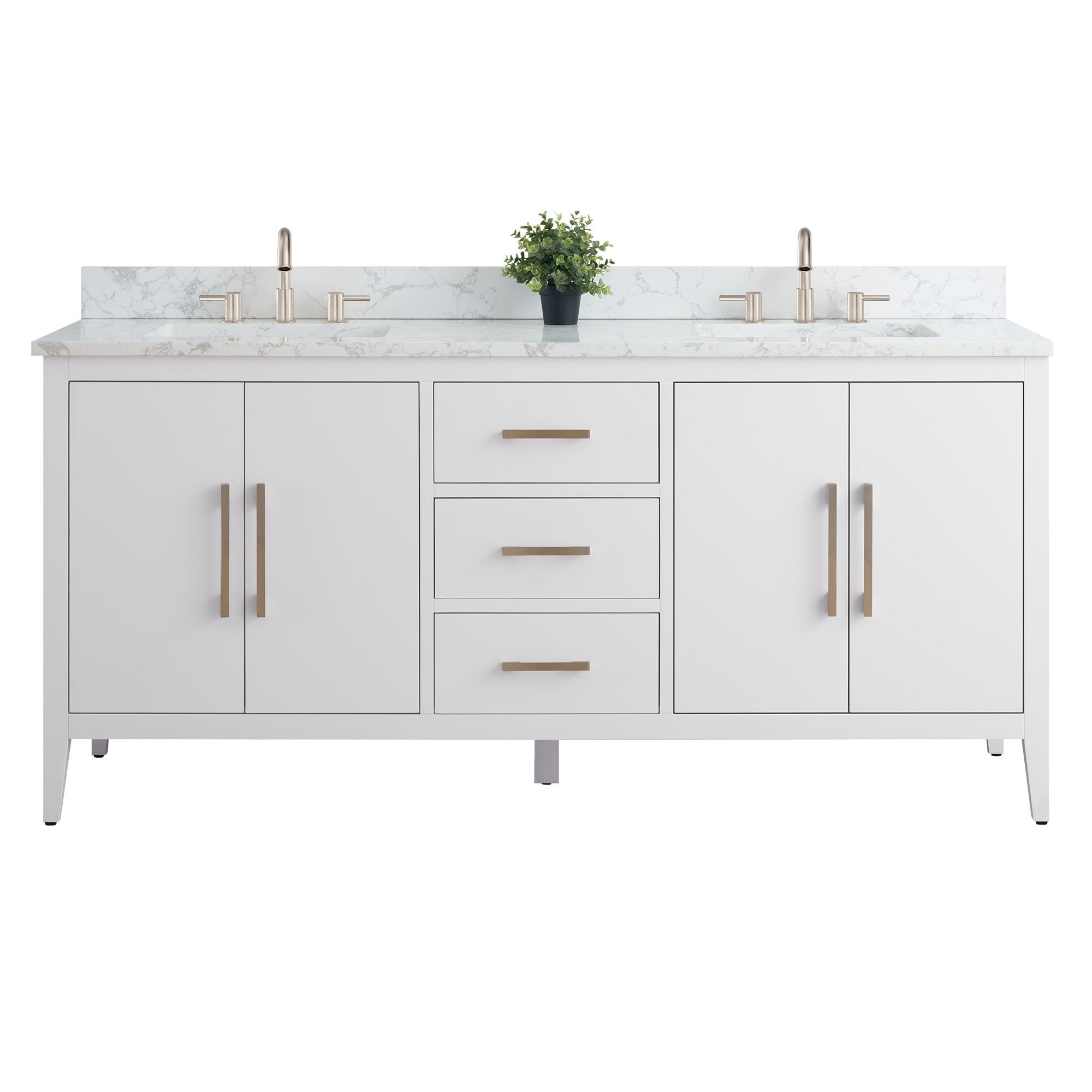 Vanity Art 72 Double Sink Bathroom Vanity Cabinet with Engineered Marble Top