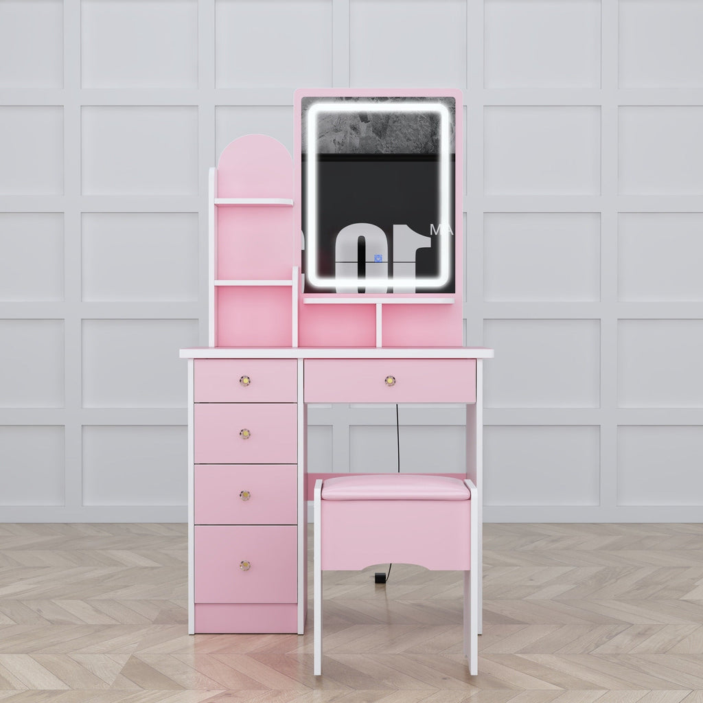 Vanity Set With Mirror and Lamp Home Makeup Dressing Table with Stool