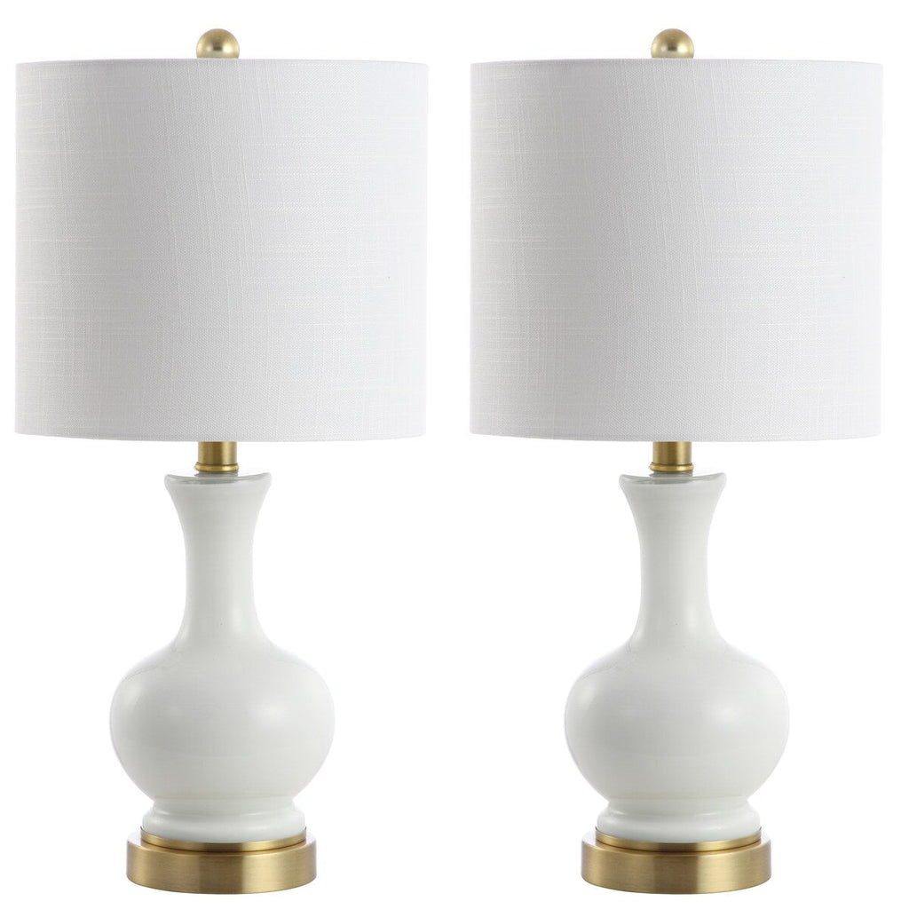 Vermont 22 Glass/Metal LED Table Lamp, White (Set of 2) by JONATHAN Y