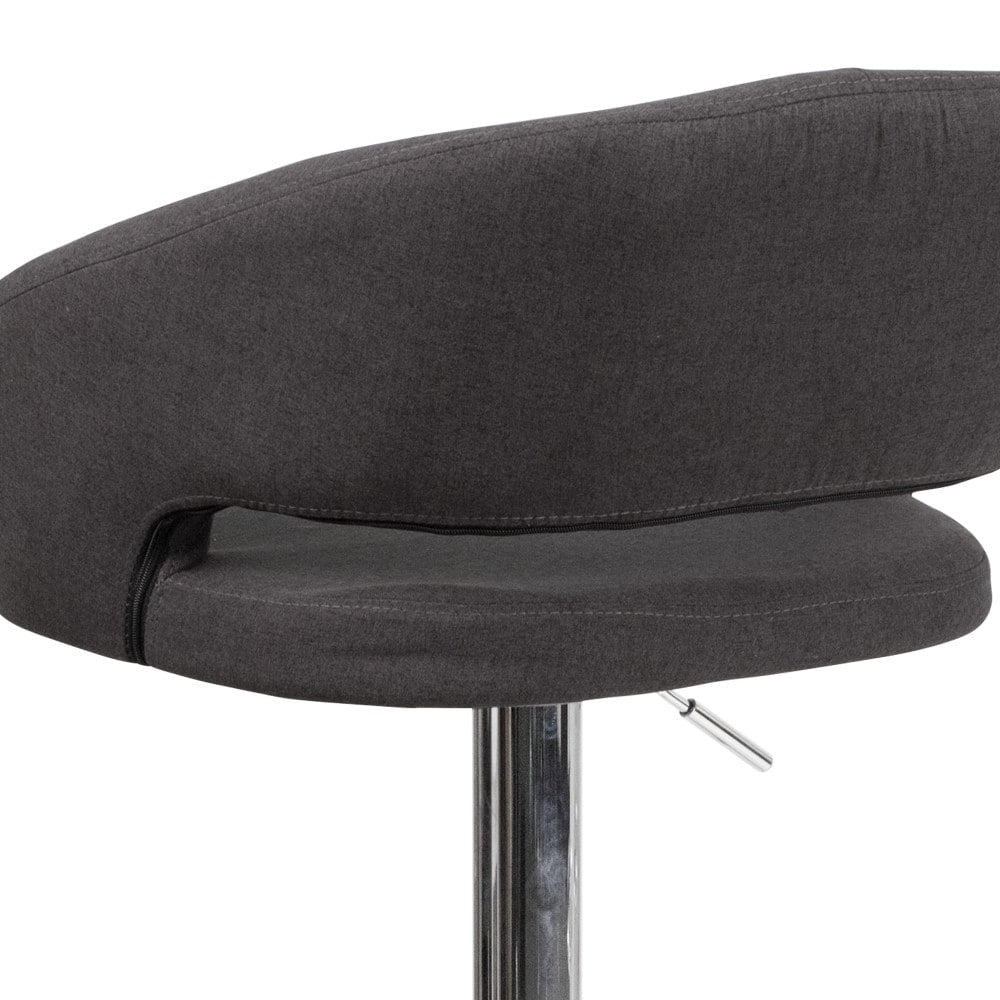 Modern Upholstered Adjustable-Height Barstool with Rounded Back