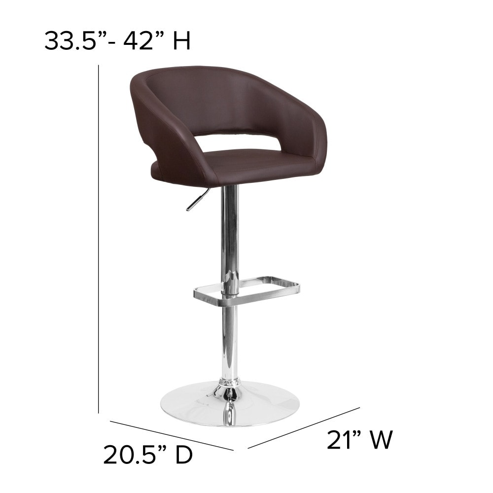 Modern Upholstered Adjustable-Height Barstool with Rounded Back