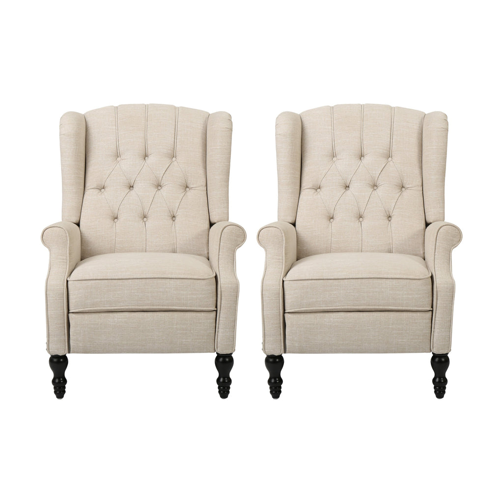 Walter Tufted Fabric Recliners (Set of 2) by Christopher Knight Home