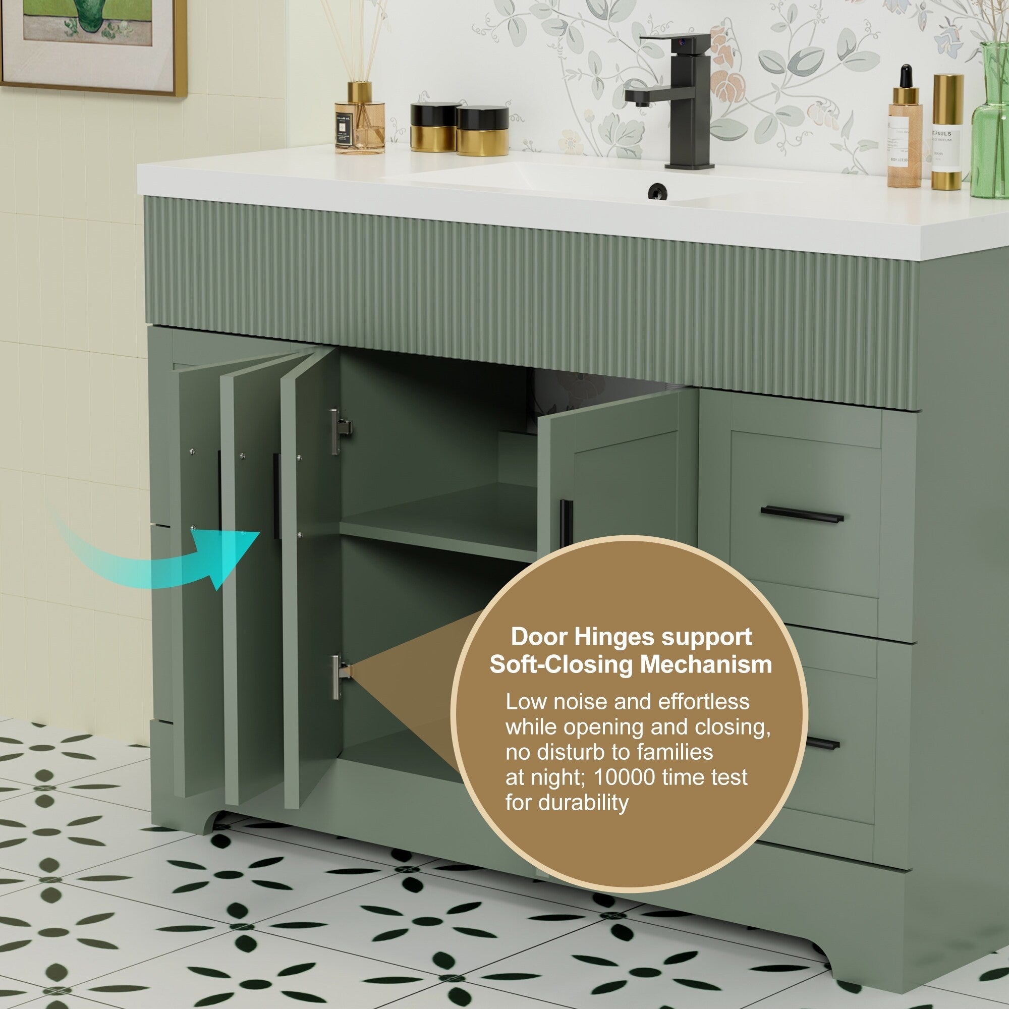 Wavy Line 30/36/48 Bathroom Vanity Set with Sink & Faucet