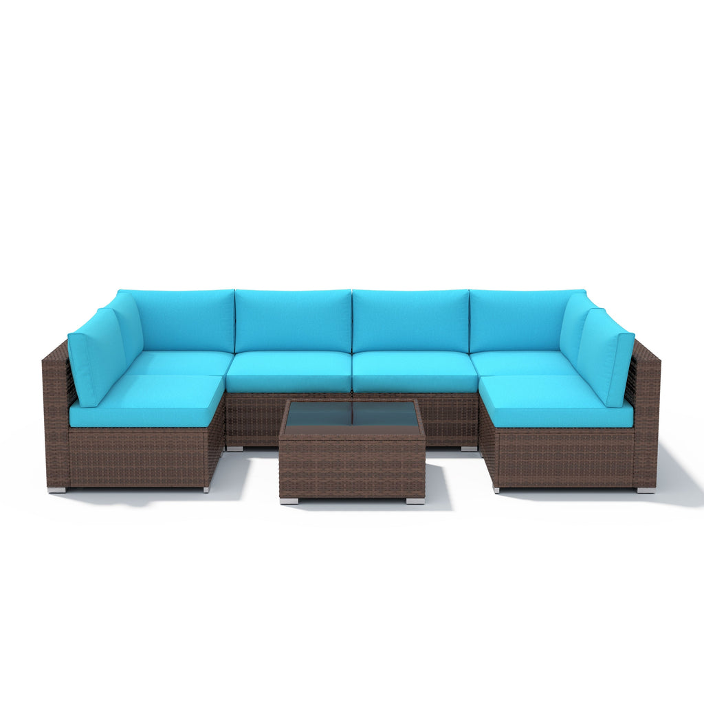 Wicker/ Steel 7-piece Outdoor Cushioned Sectional Sofa Set
