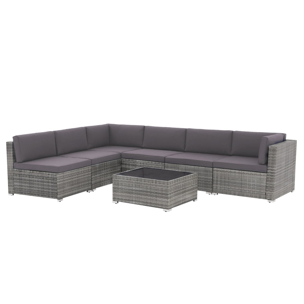 Wicker/ Steel 7-piece Outdoor Cushioned Sectional Sofa Set