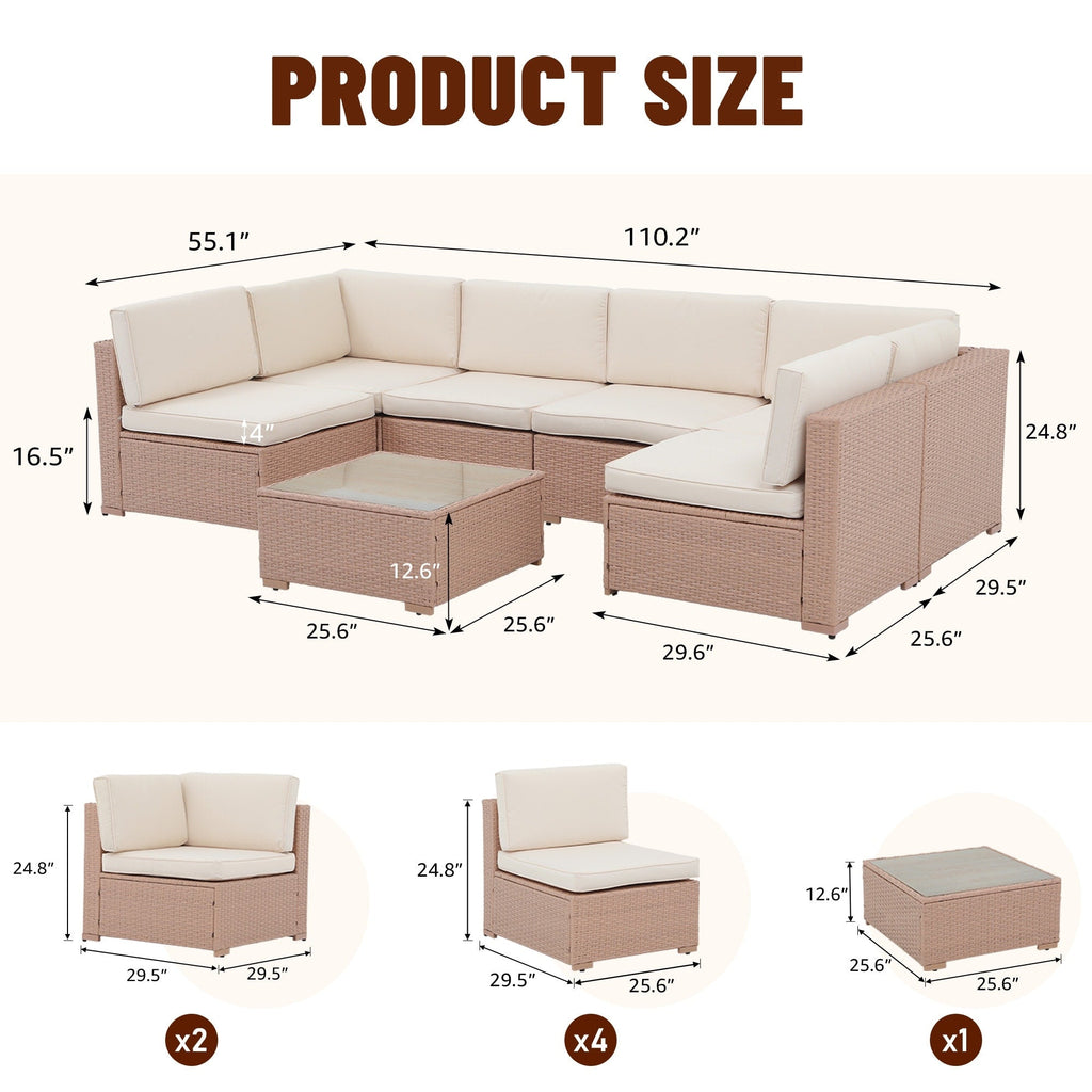 Wicker/ Steel 7-piece Outdoor Cushioned Sectional Sofa Set