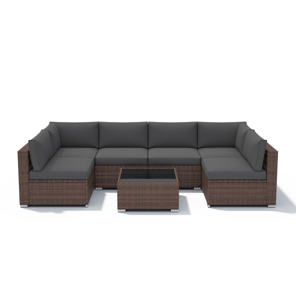 Wicker/ Steel 7-piece Outdoor Cushioned Sectional Sofa Set