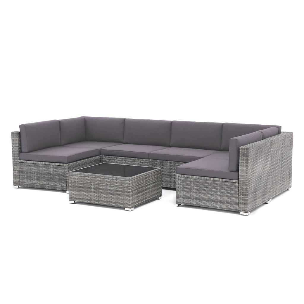 Wicker/ Steel 7-piece Outdoor Cushioned Sectional Sofa Set