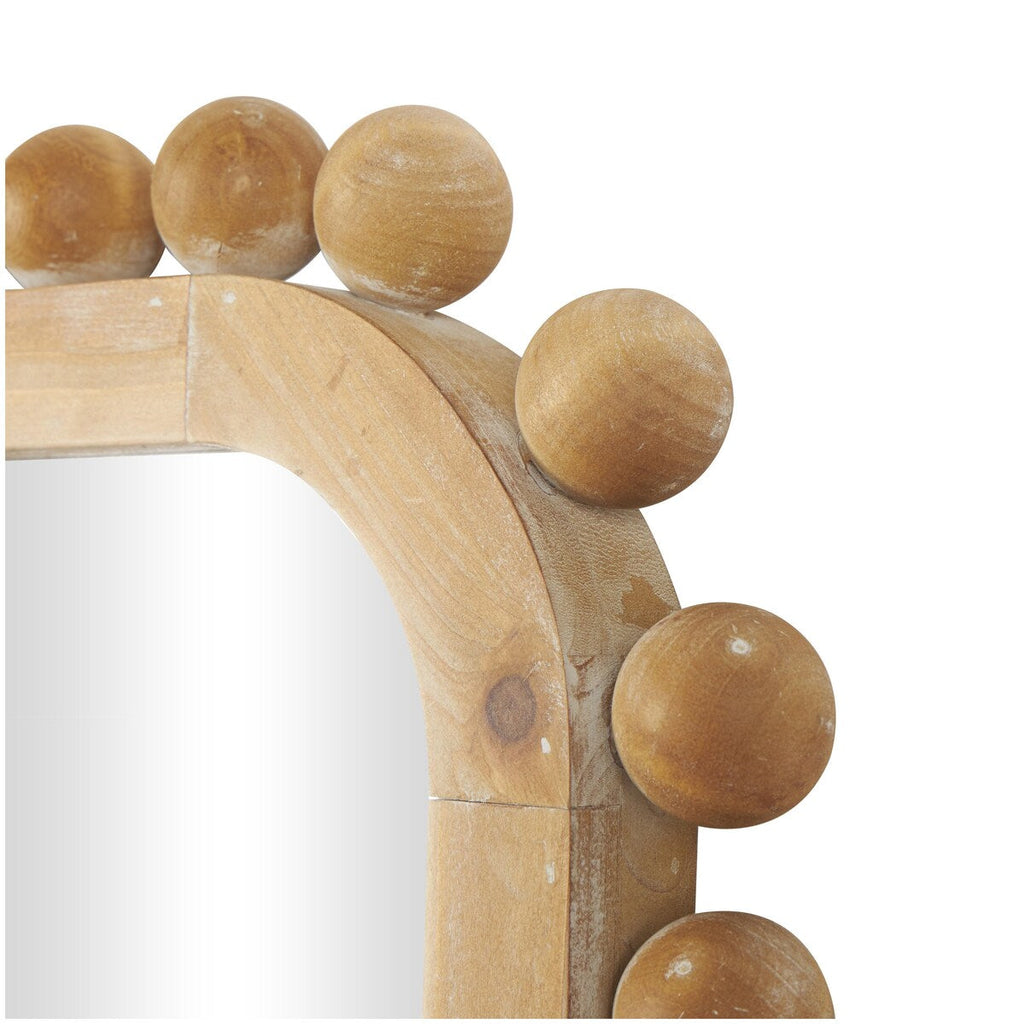 Wood Wall Mirror with Beaded Frame - Brown - Roche River Decor