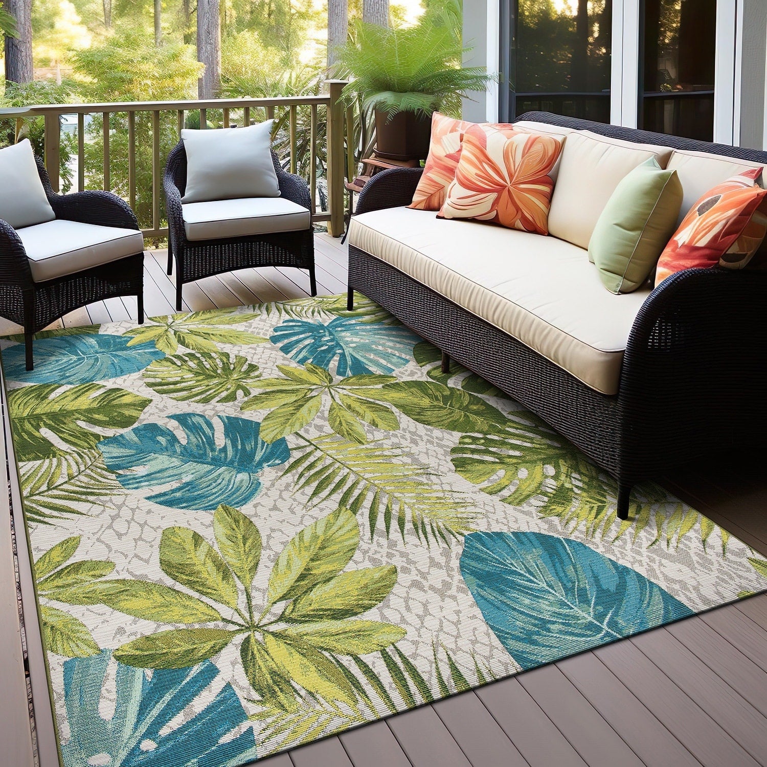 World Rug Gallery Contemporary Tropical Floral Indoor/Outdoor Area Rug