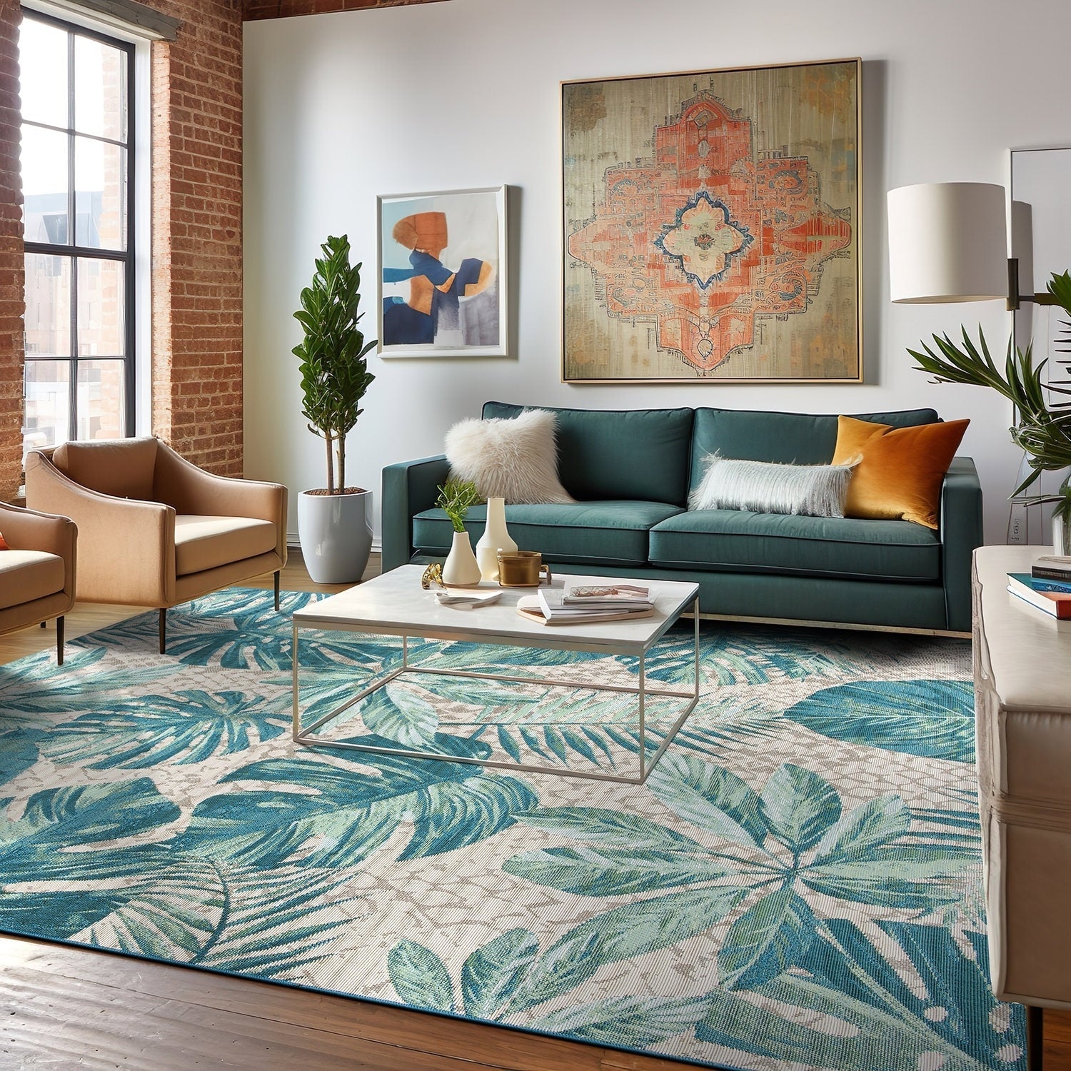 World Rug Gallery Contemporary Tropical Floral Indoor/Outdoor Area Rug