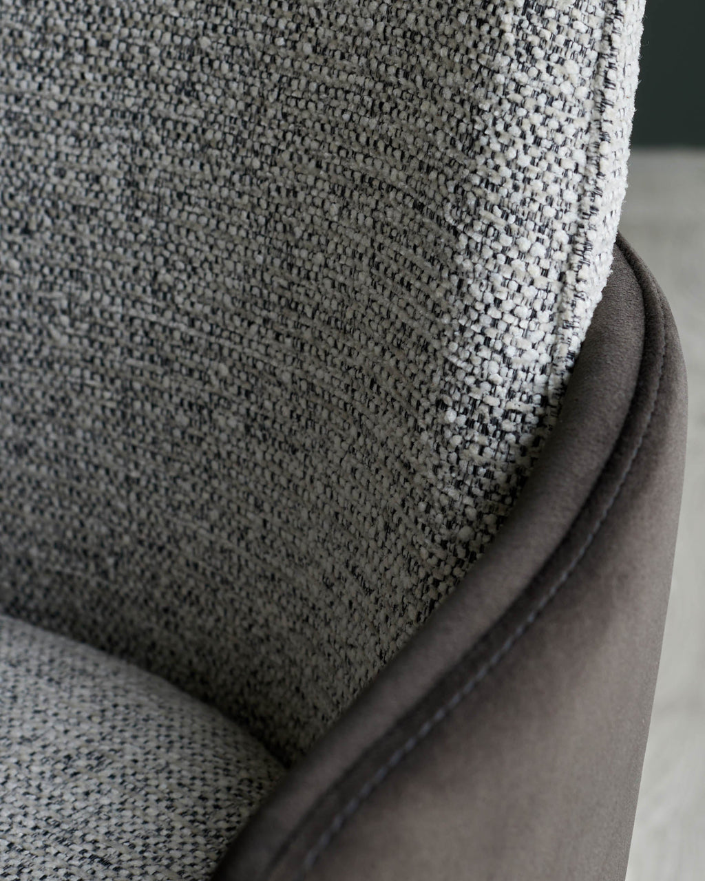 Wren grey fabric and mocha velvet dining chair