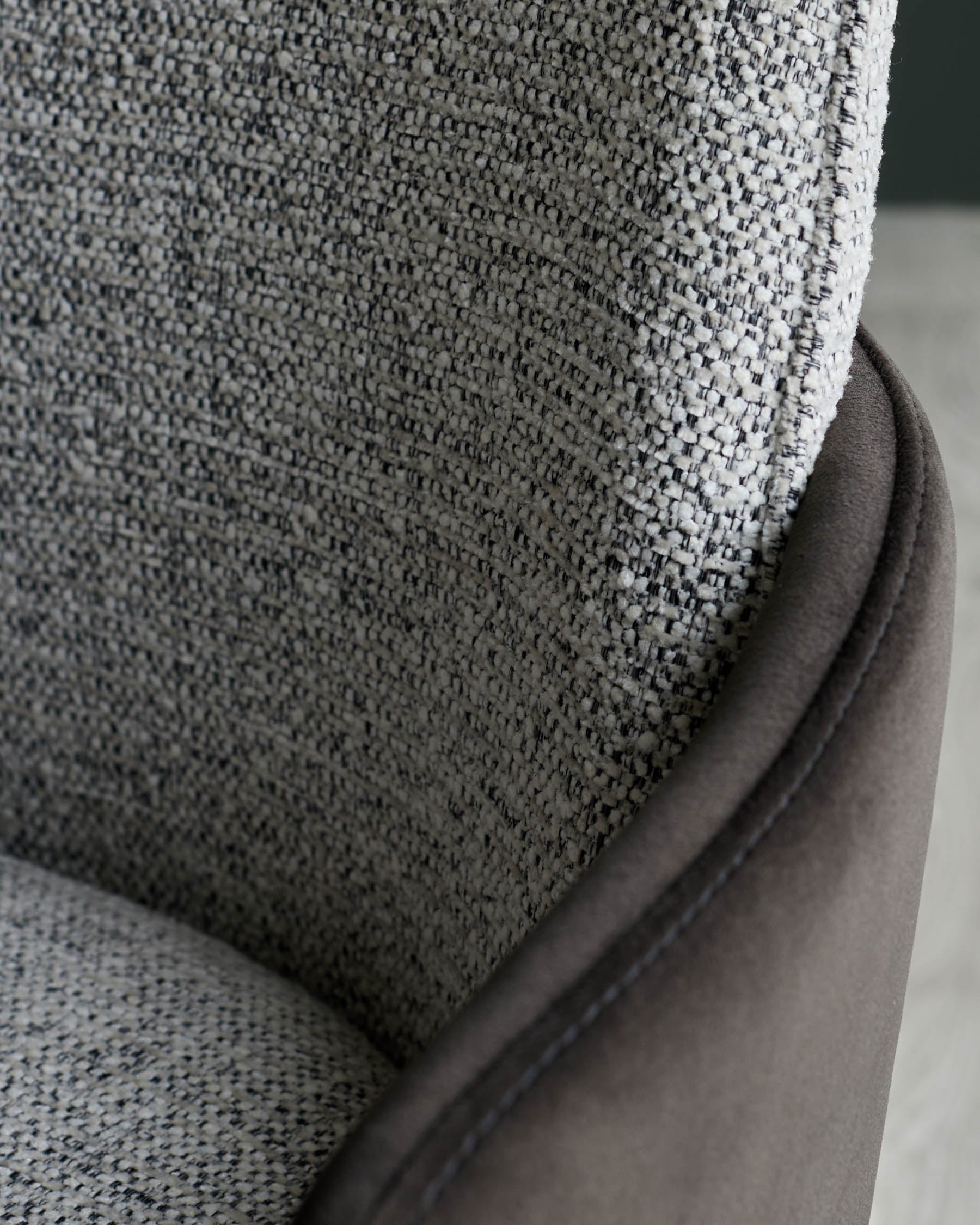 Wren grey fabric and mocha velvet dining chair