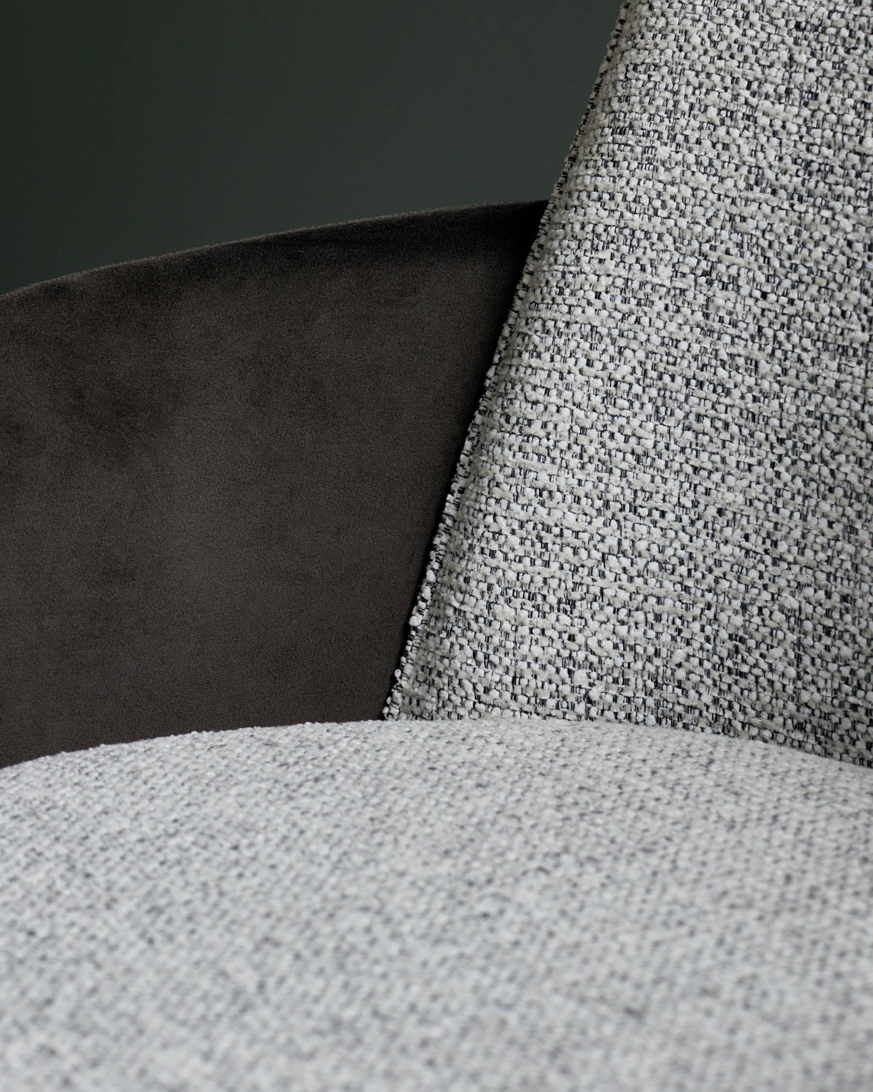 Wren grey fabric and mocha velvet dining chair