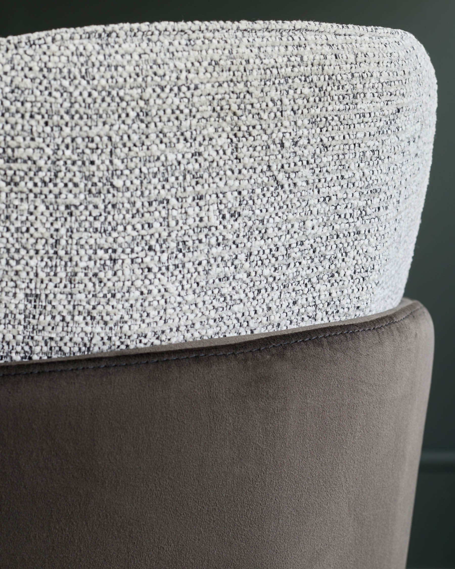 Wren grey fabric and mocha velvet dining chair