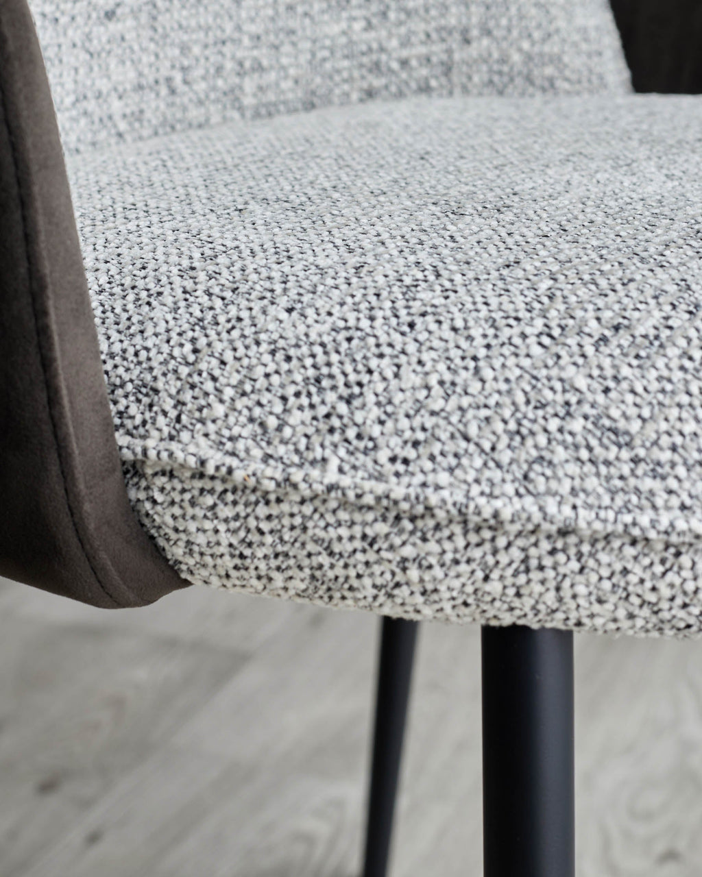 Wren grey fabric and mocha velvet dining chair