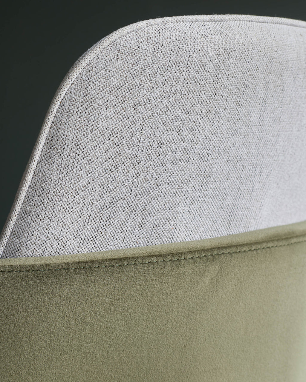 Wren natural fabric and olive green velvet dining chair