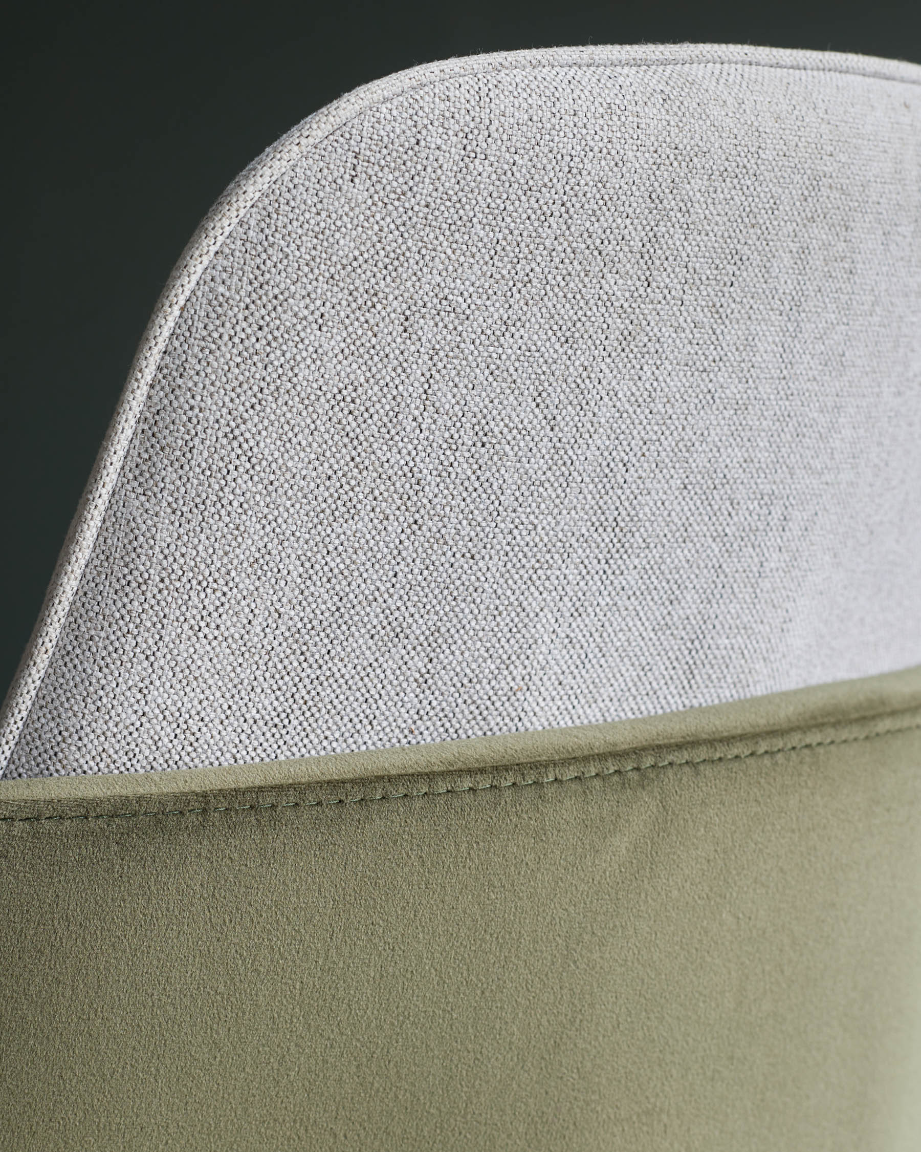 Wren natural fabric and olive green velvet dining chair