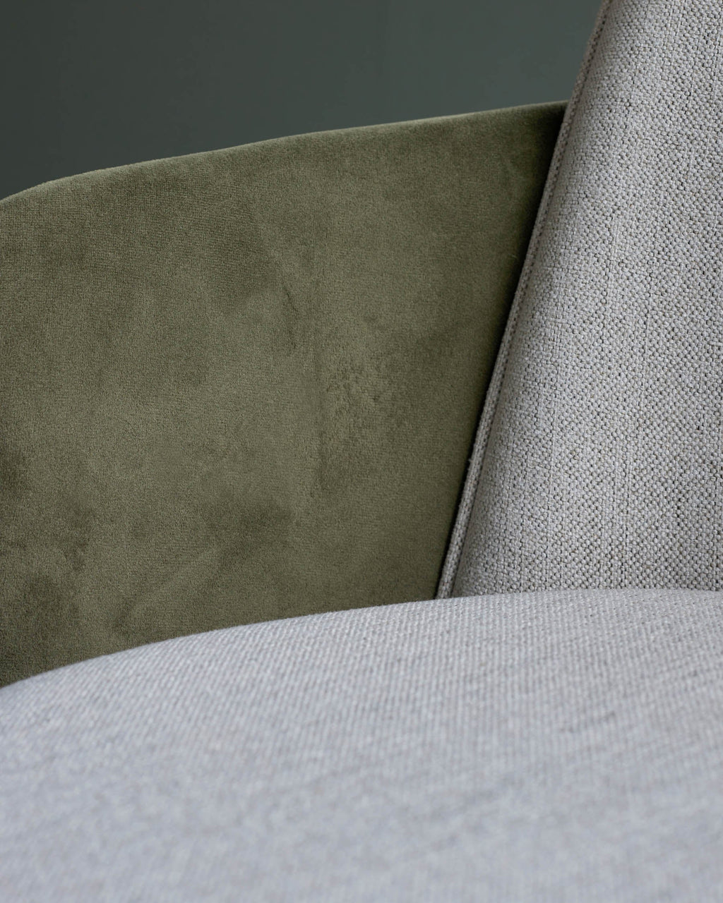 Wren natural fabric and olive green velvet dining chair