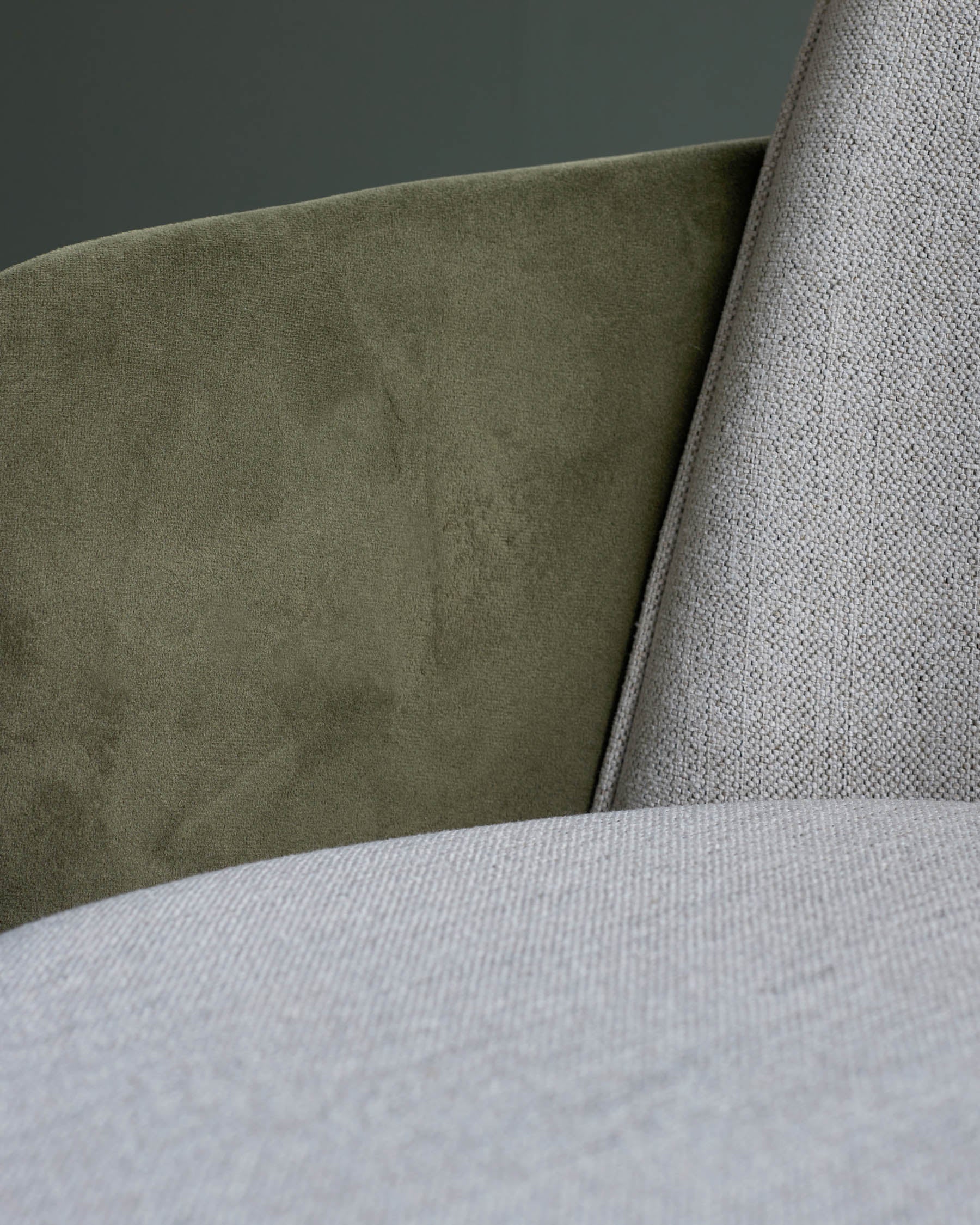 Wren natural fabric and olive green velvet dining chair