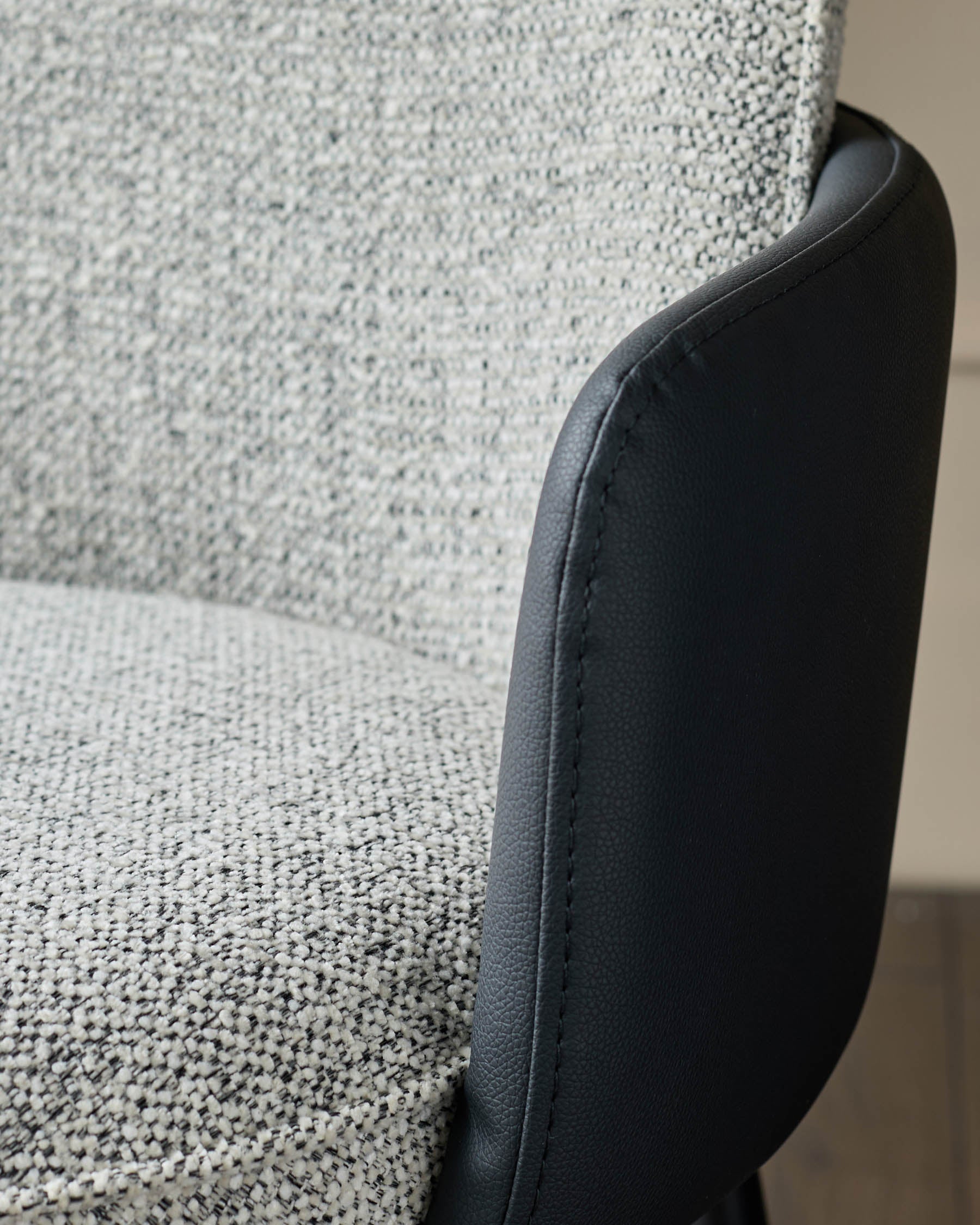 Wren grey fabric and black faux leather dining chair