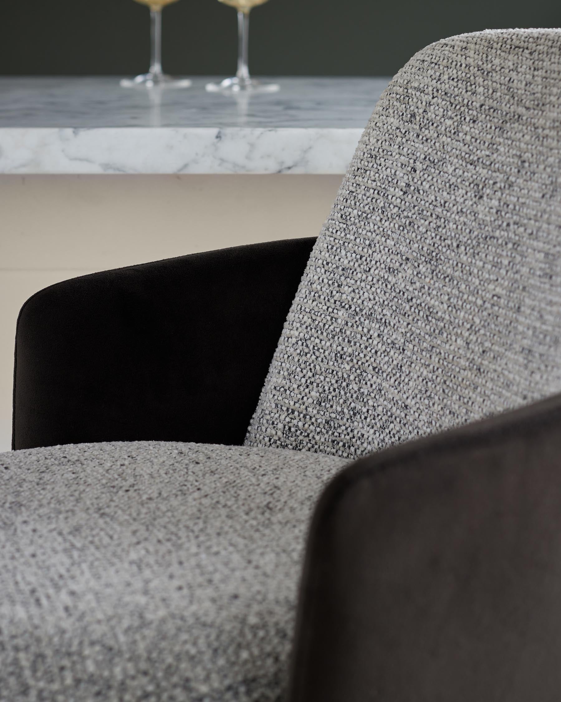 Wren grey fabric and mocha velvet gas lift bar stool