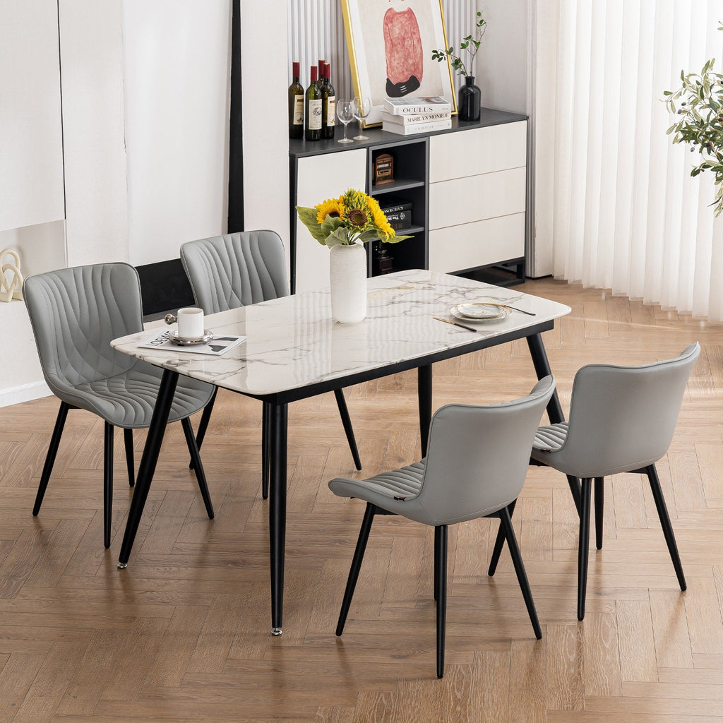 Modern Upholstered Leather Armless Dining Chairs Set of 2