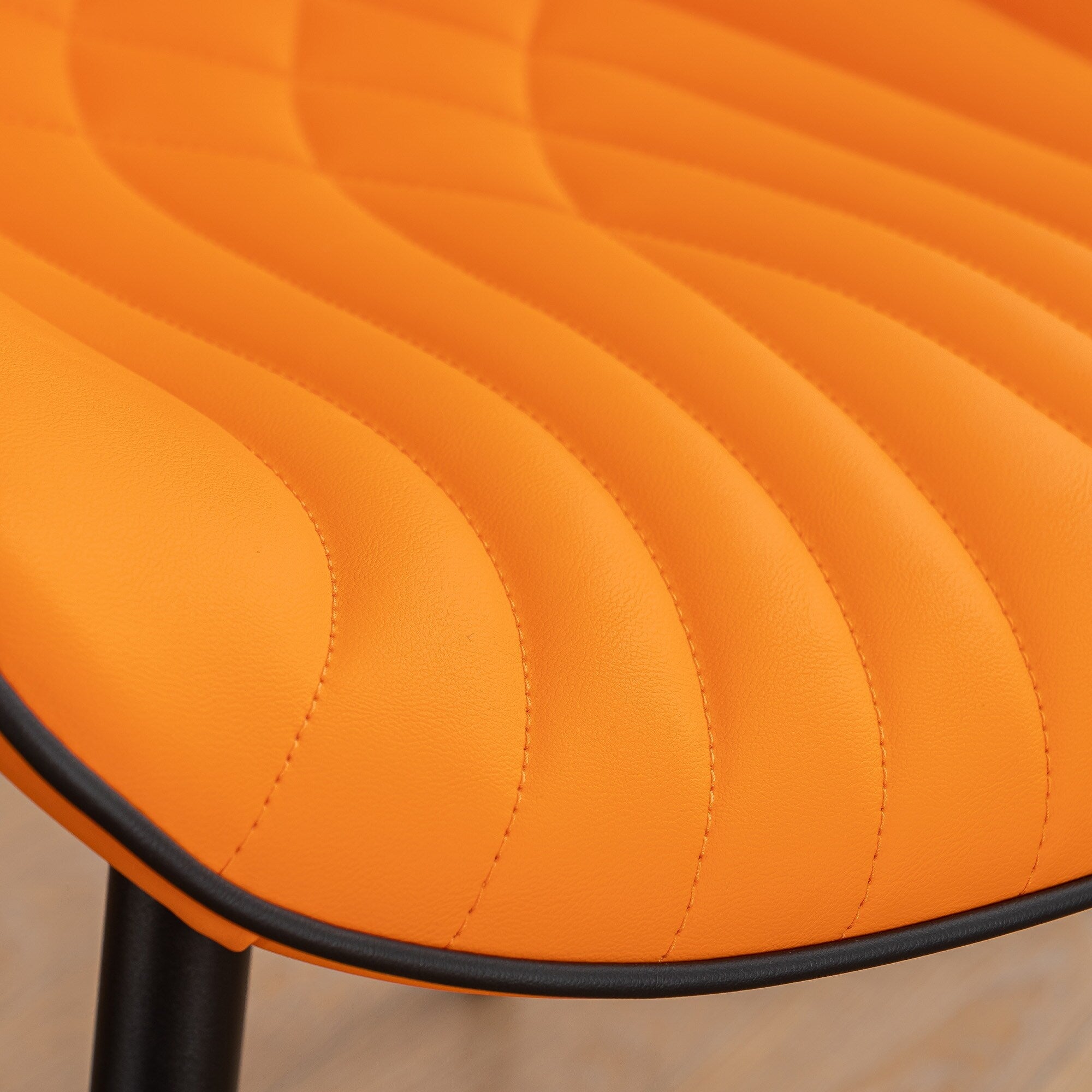 Modern Upholstered Leather Armless Dining Chairs Set of 2