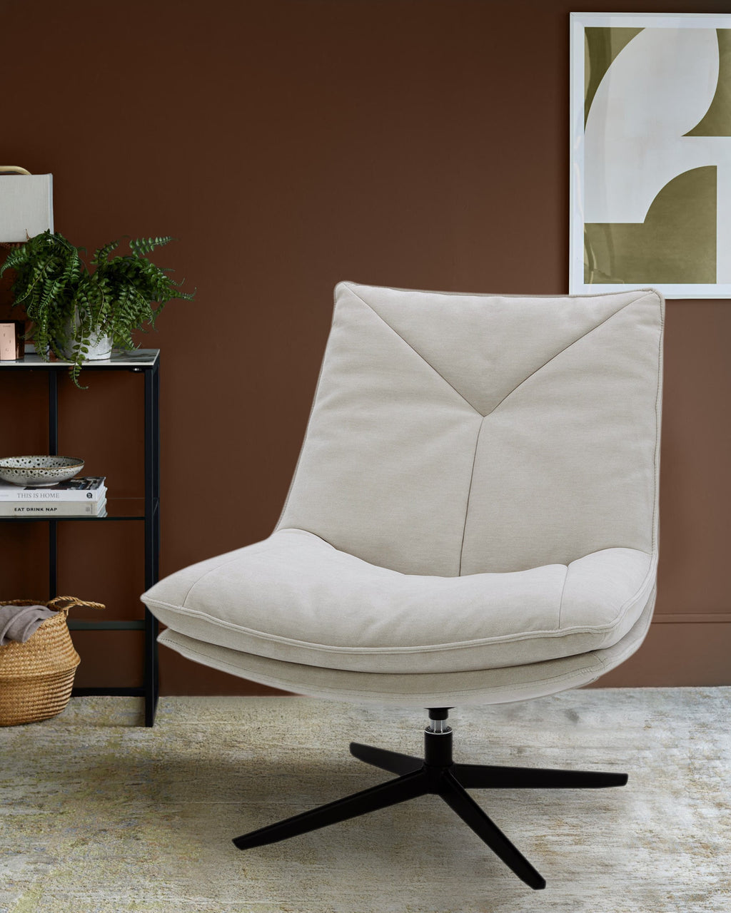 Zia natural grey fabric swivel occasional chair