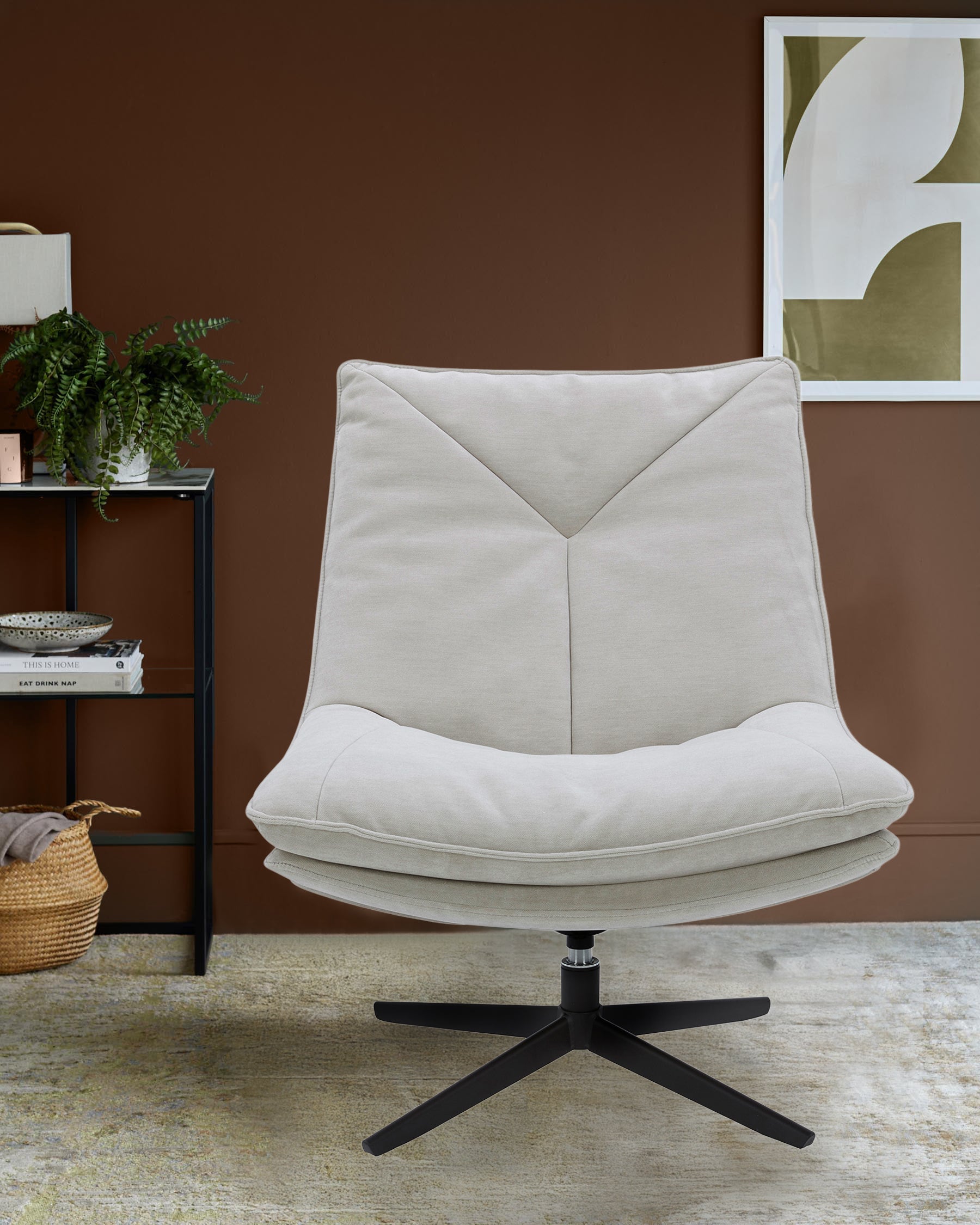 Zia natural grey fabric swivel occasional chair