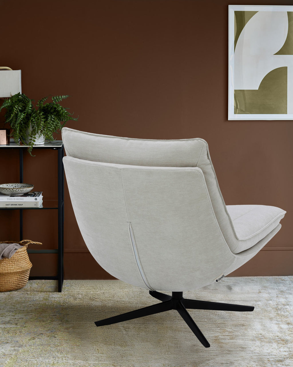 Zia natural grey fabric swivel occasional chair