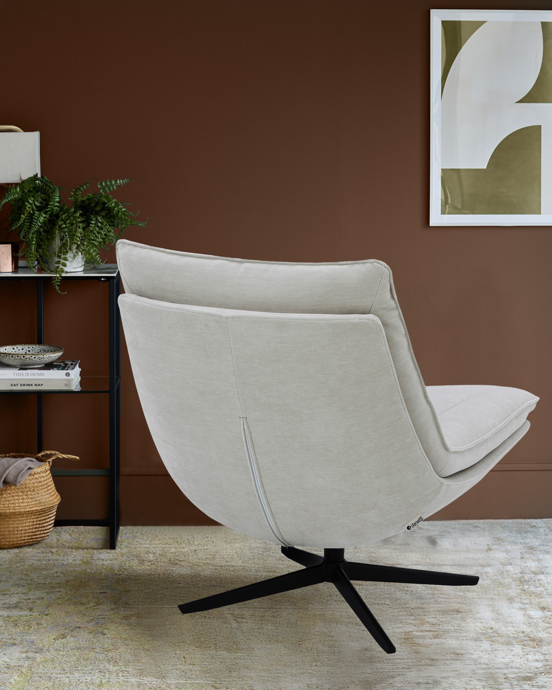 Zia natural grey fabric swivel occasional chair
