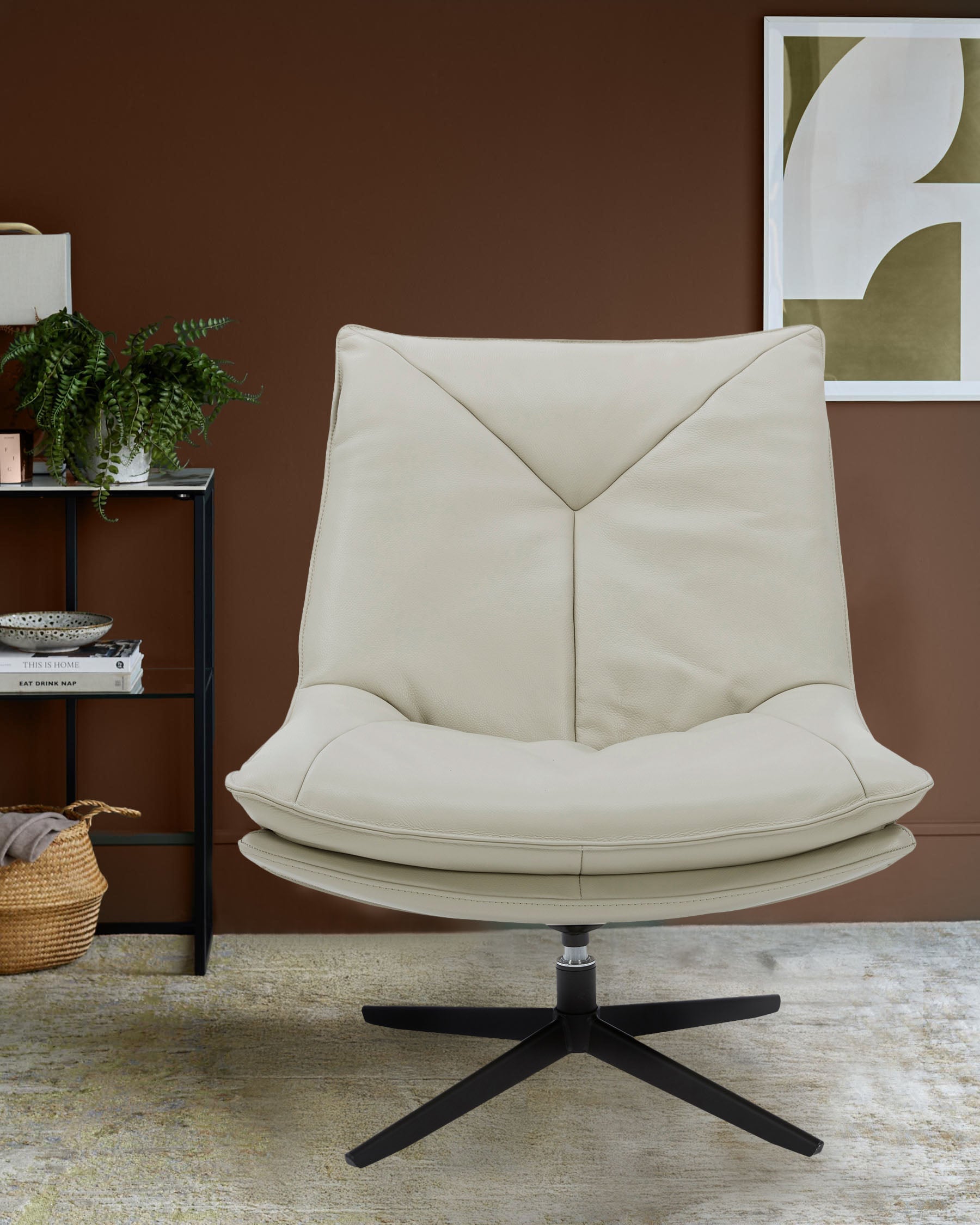 Zia natural grey leather swivel occasional chair